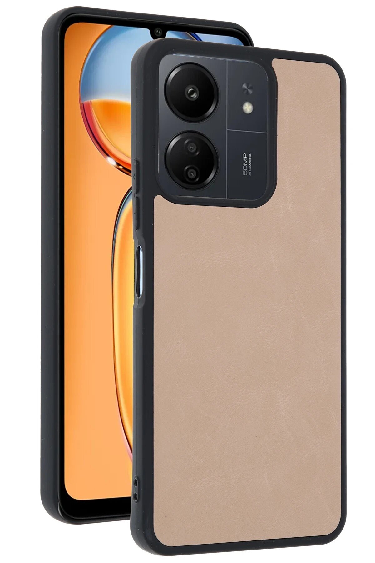 Xi̇aomi̇ Redmi̇ 13C Kılıf Aras Deri̇ Kapak - Pudra - Dropx4789-8211