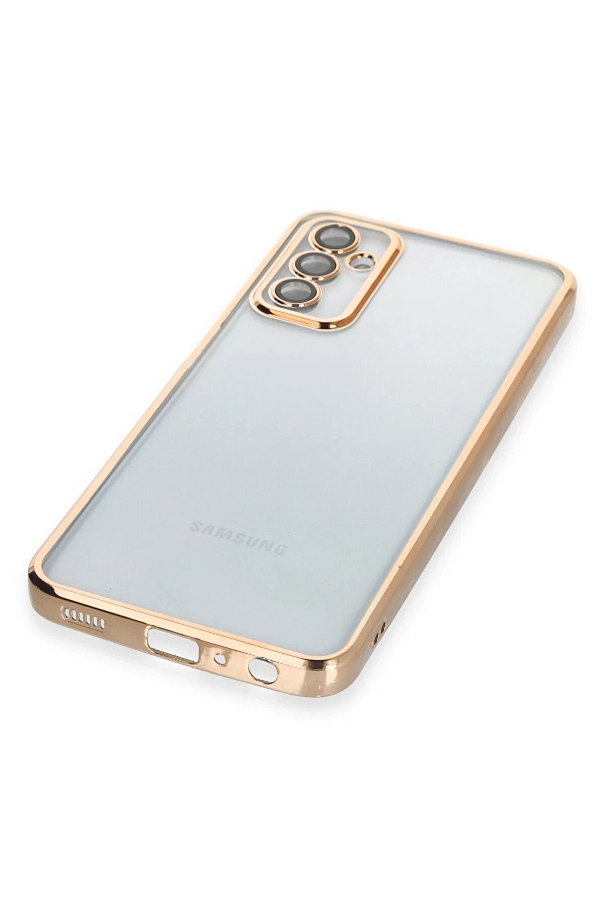 Samsung Galaxy M23 Kılıf Lensli̇ Si̇li̇kon - Gold - Dropx3589-6637