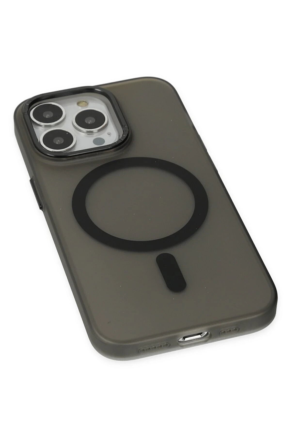İphone 15 Pro Max Kılıf Lodos Magneti̇csafe Mat Kapak - Si̇yah - Dropx2458-2658
