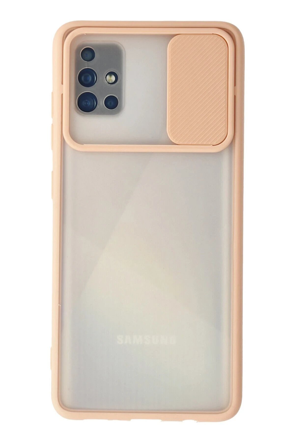CepteToptan Samsung Galaxy A71 Kılıf Palm Buzlu Kamera Sürgülü Silikon - Pembe - DROPX8792-8126