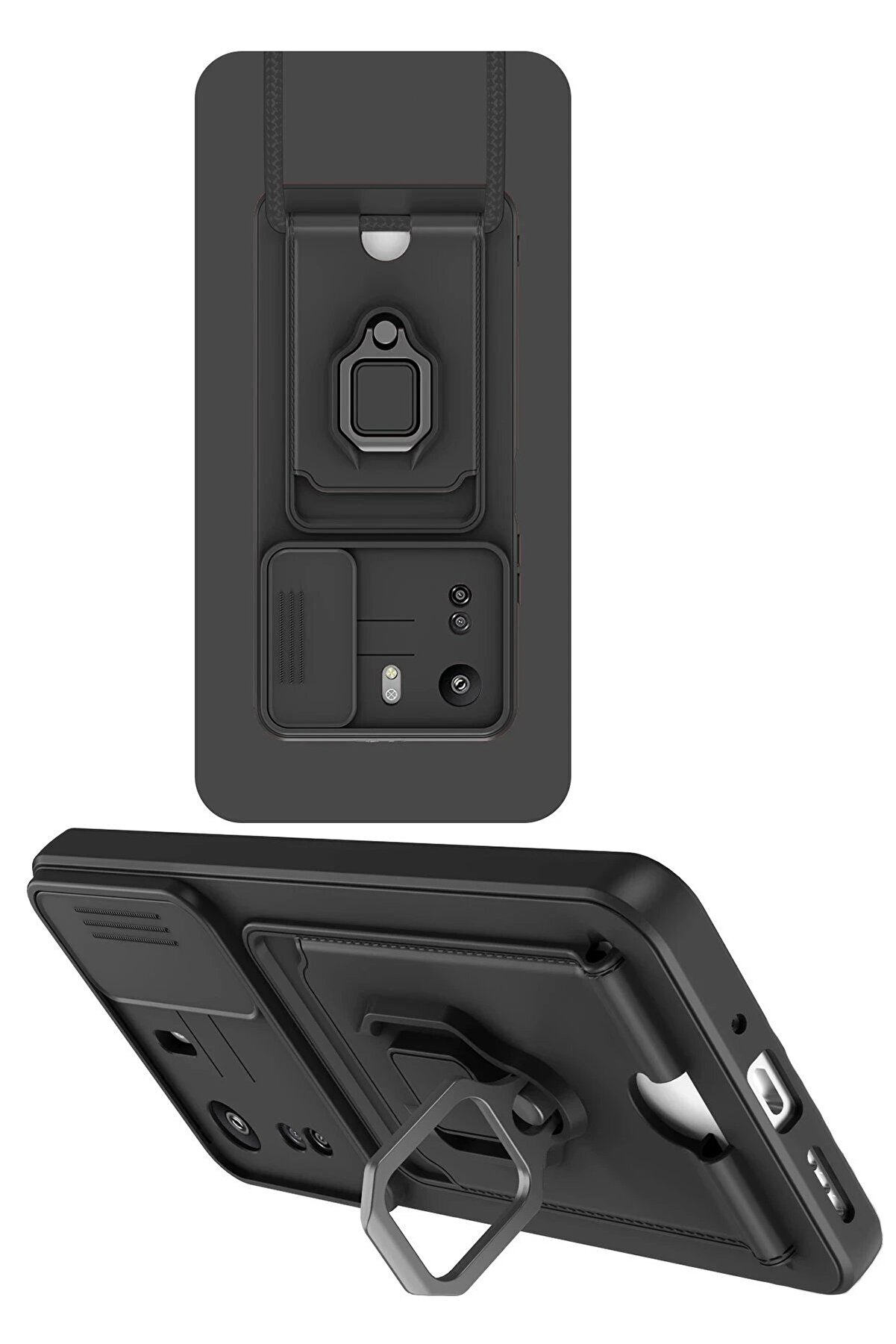 Xi̇aomi̇ Redmi̇ 13C Kılıf Zuma Kartvi̇zi̇tli̇ Y&uuml;z&uuml;kl&uuml; Si̇li̇kon - Si̇yah - Dropx3111-7813