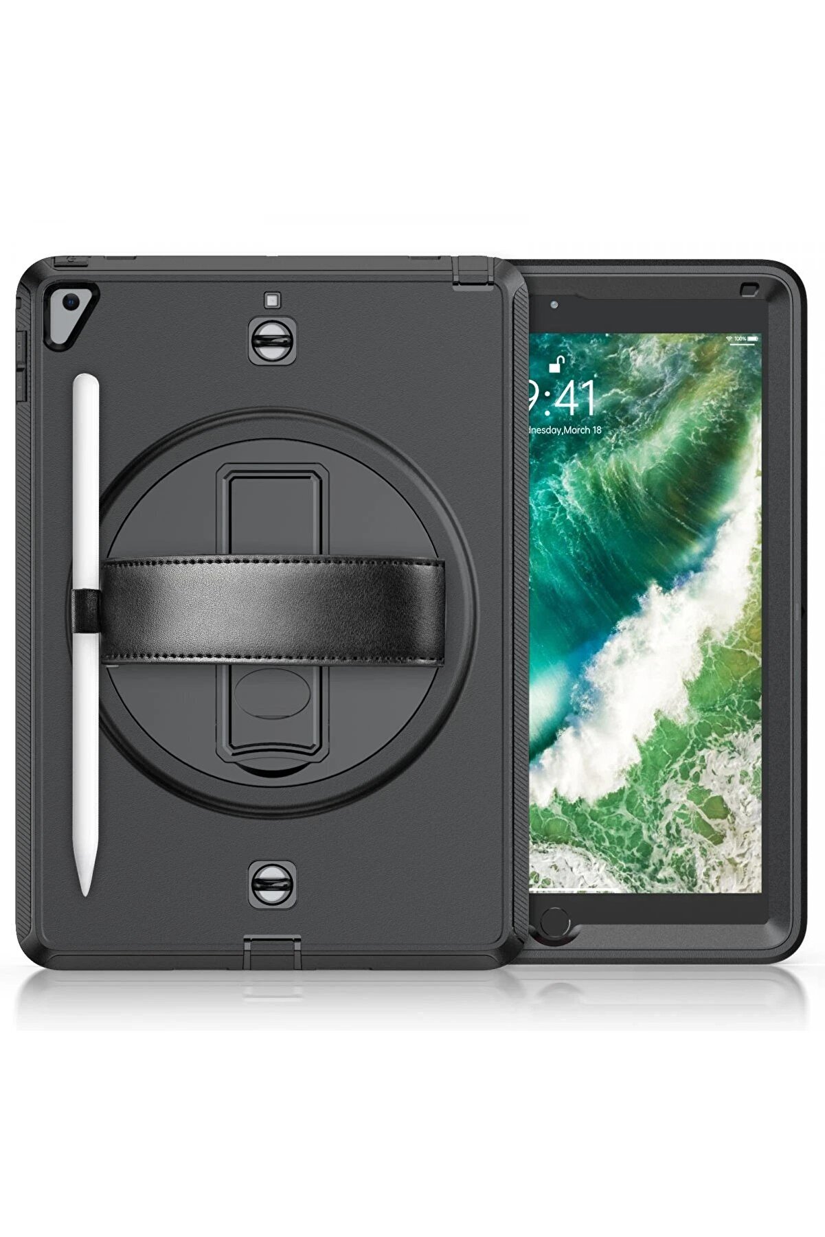 İpad 5 Ai̇r 9.7 Kılıf Strap-C Otterbox Tablet Kapak - Si̇yah - Dropx5193-5114