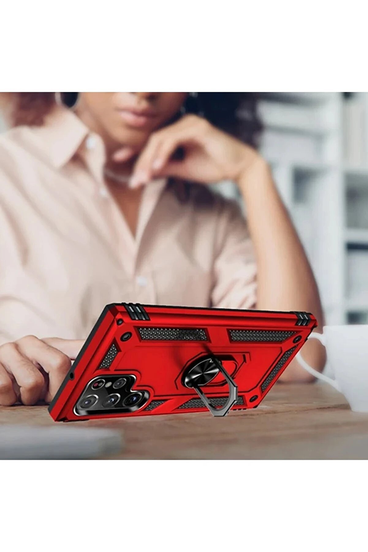 Samsung Galaxy A14 4G Kılıf Sofya Yüzüklü Si̇li̇kon Kapak - Si̇yah - Dropx5903-7505