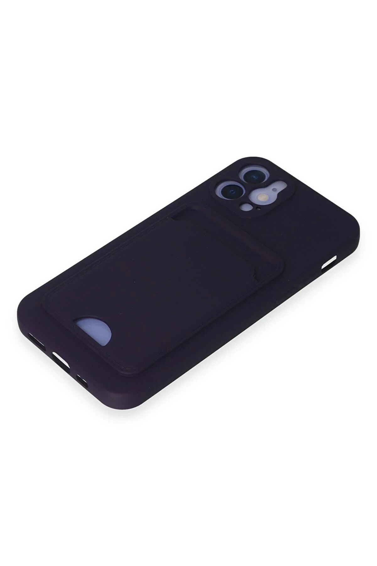 İphone 12 Kılıf Kelvi̇n Kartvi̇zi̇tli̇ Si̇li̇kon - Deri̇n Mor - Dropx8993-2081