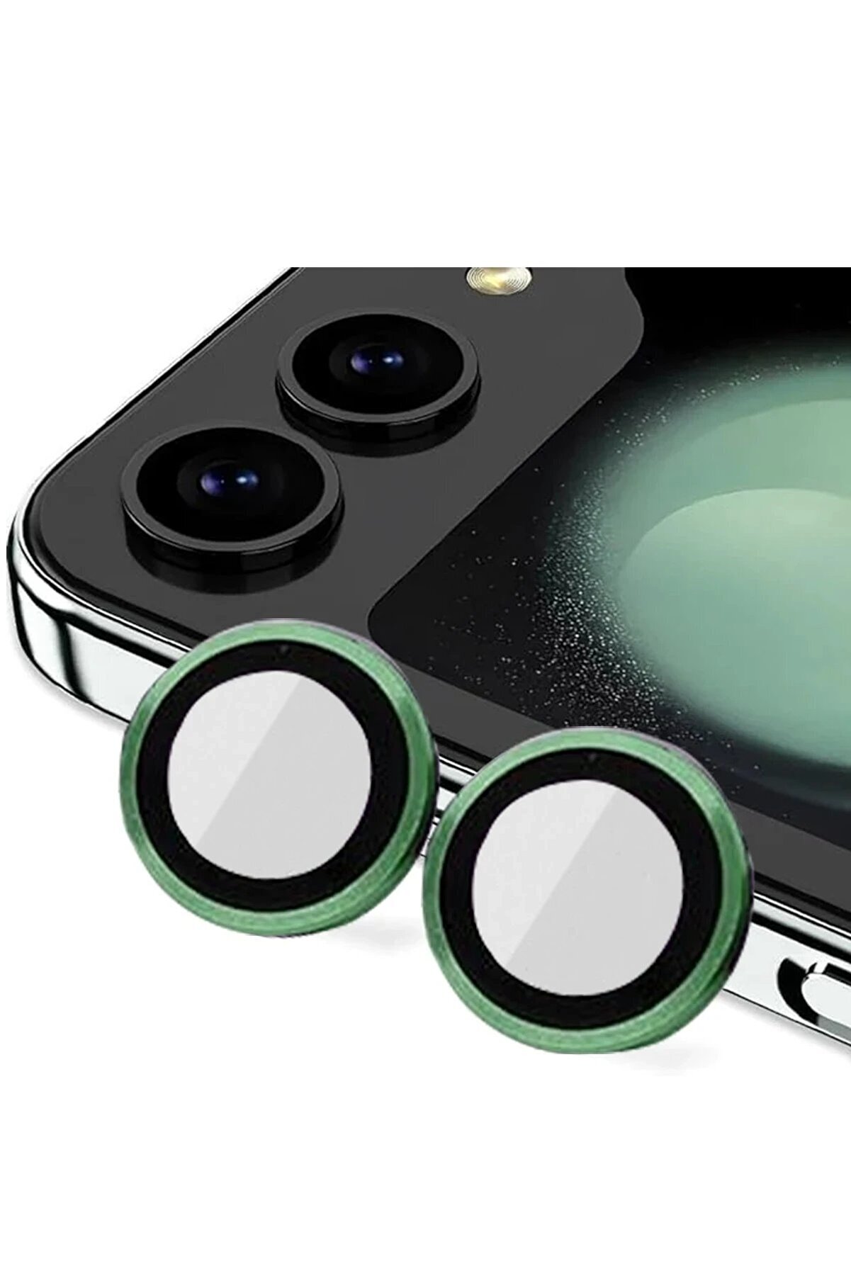 CepteToptan Samsung Galaxy Z Flip 5 Valdez Metal Kamera Lens - Koyu Yeşil - DROPX7494-9334