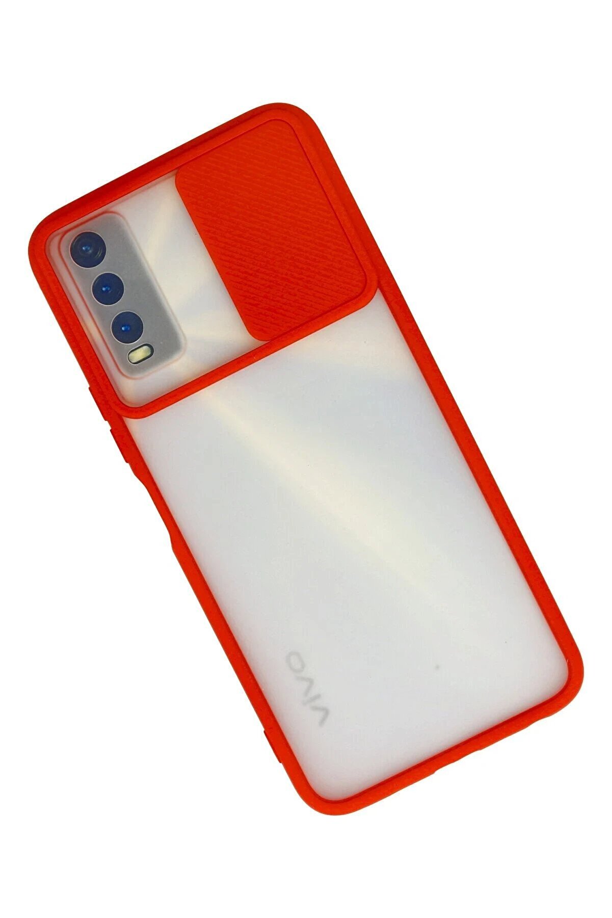 Vi̇vo Y11S Kılıf Palm Buzlu Kamera Sürgülü Si̇li̇kon - Kırmızı - Dropx6326-8942