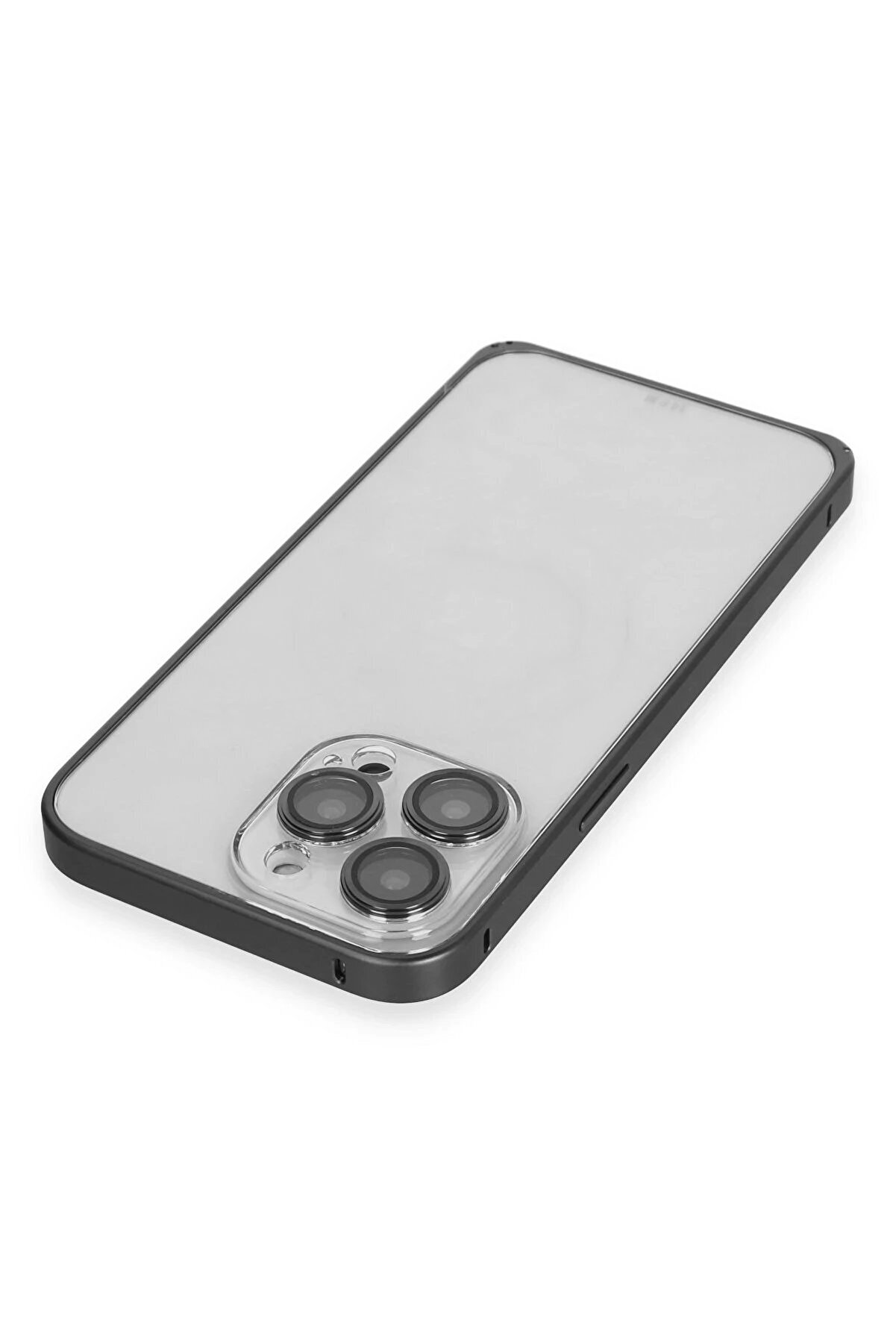 İphone 15 Pro Max Metal Bumper Mat Kapak - Si̇yah - Dropx1622-1971