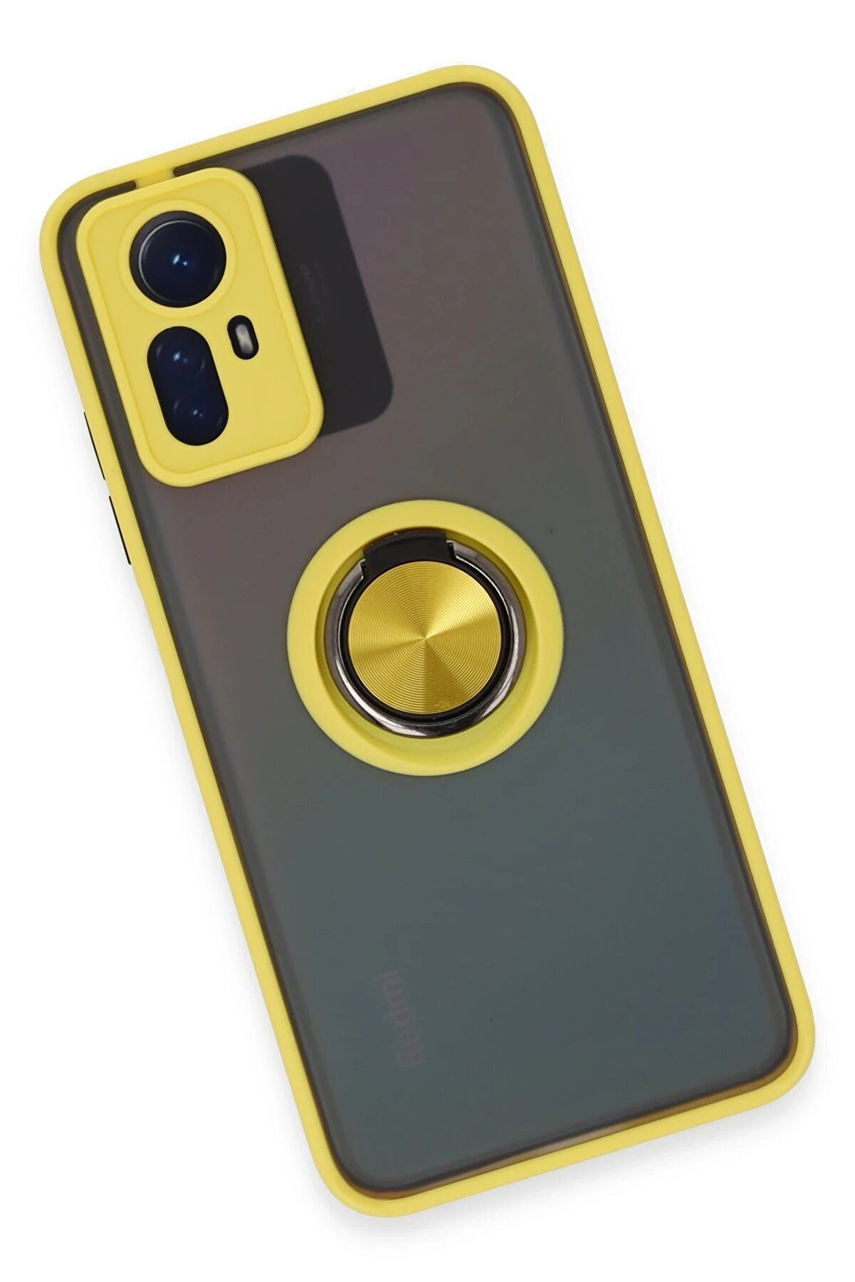 Newface Xi̇aomi̇ Redmi̇ Note 12S Kılıf Montreal Yüzüklü Si̇li̇kon Kapak - Sarı