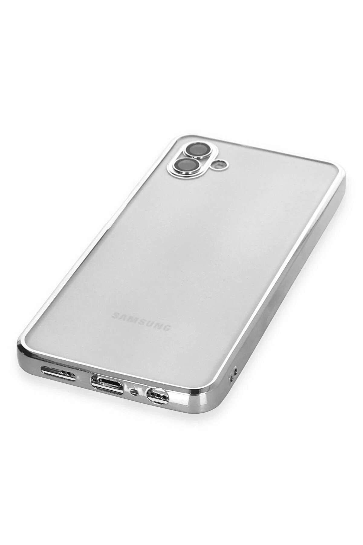 Samsung Galaxy A04 Kılıf Lensli̇ Si̇li̇kon - Gümüş - Dropx5930-5439