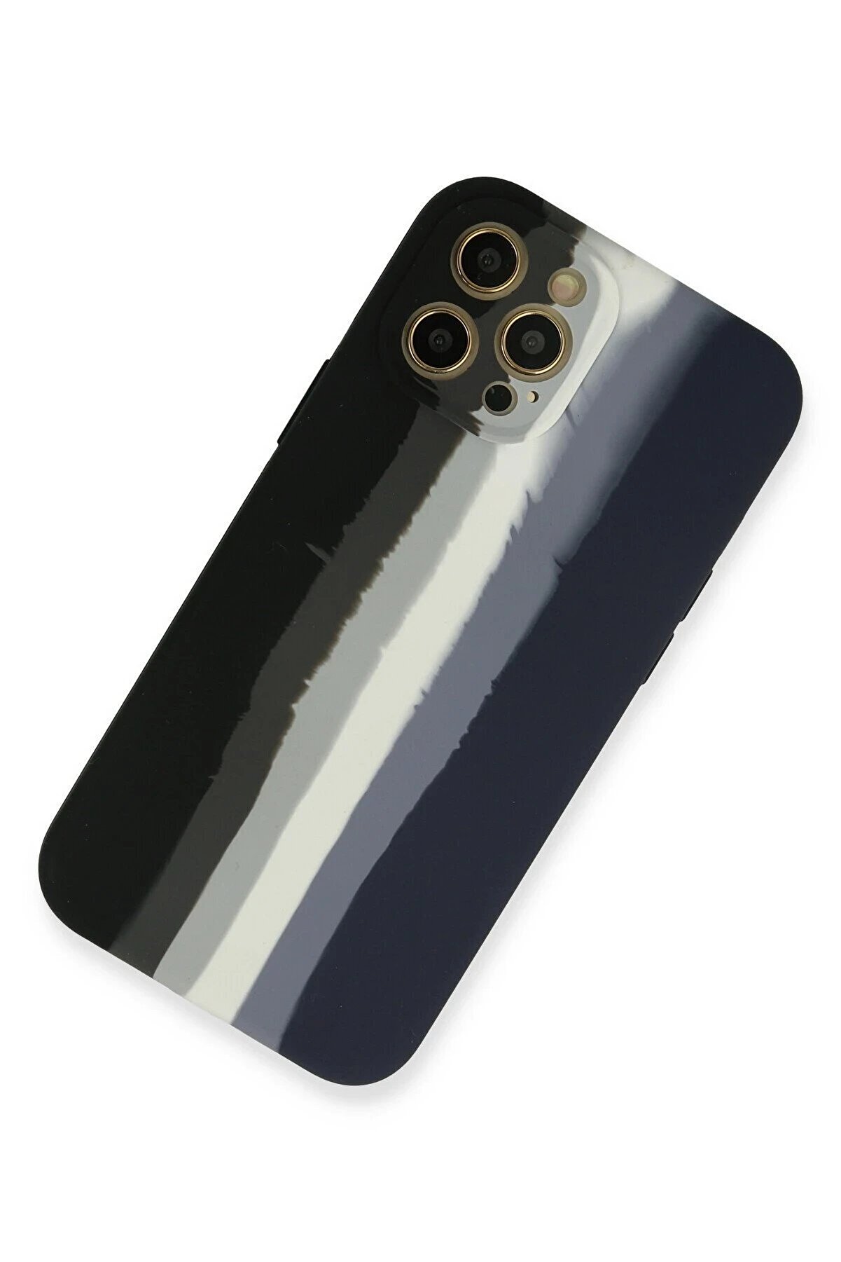 İphone 12 Pro Kılıf Ebruli̇ Lansman Si̇li̇kon - Si̇yah-Laci̇vert - Dropx2126-7791