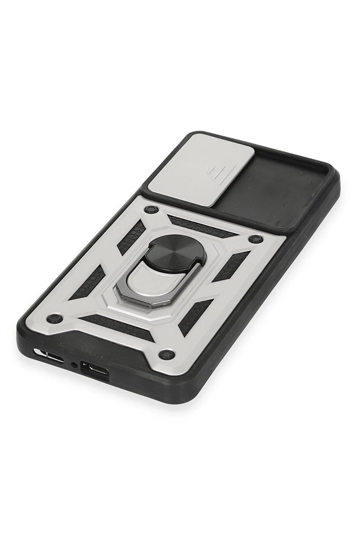 Xi̇aomi̇ Mi̇ 12T Pro Kılıf Pars Lens Yüzüklü Si̇li̇kon - Gümüş - Dropx4068-1362