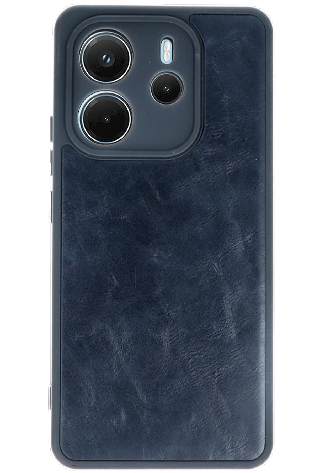 Xi̇aomi̇ Redmi̇ Note 14 4G Kılıf Aras Deri̇ Kapak - Laci̇vert - Dropx4957-4776