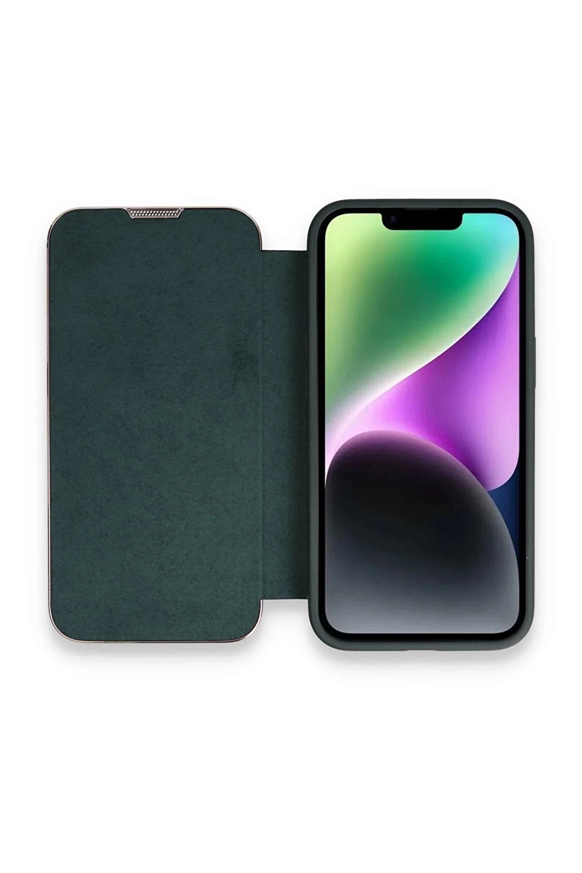 CepteToptan iPhone 13 Pro Max Kılıf Dolpin Kapaklı - Koyu Yeşil - DROPX4887-2217