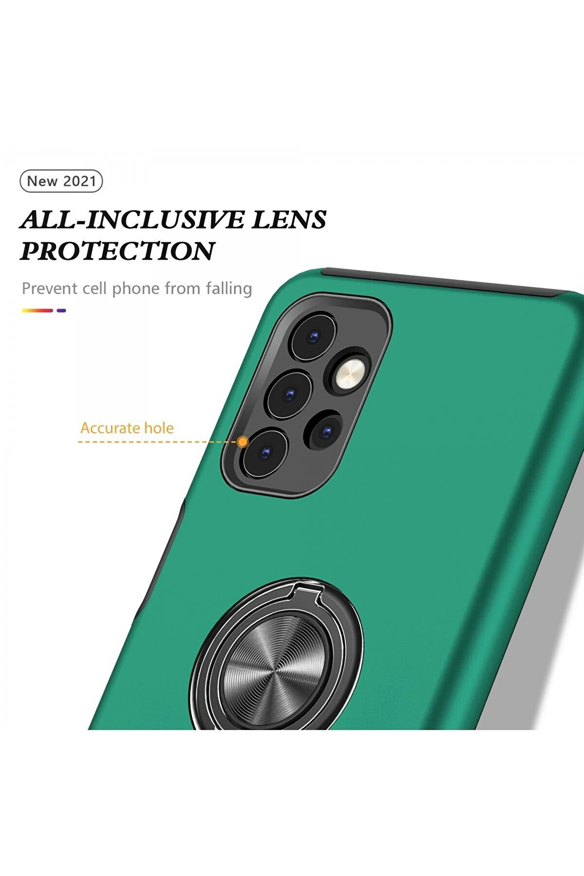 Samsung Galaxy A72 Kılıf Eli̇t Yüzüklü Kapak - Yeşi̇l - Dropx3706-1137