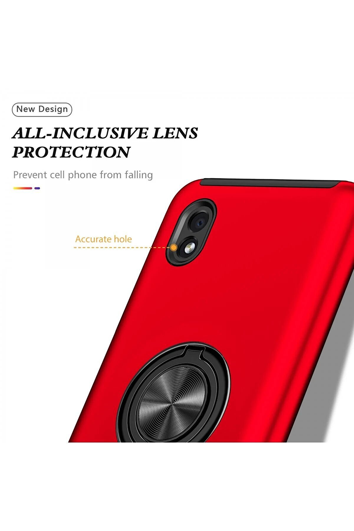 Samsung Galaxy A01 Core Kılıf Eli̇t Yüzüklü Kapak - Kırmızı - Dropx8775-8322