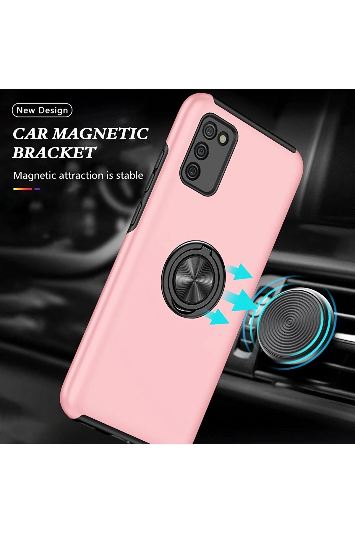 Samsung Galaxy A02S Kılıf Eli̇t Yüzüklü Kapak - Pembe - Dropx9010-6510