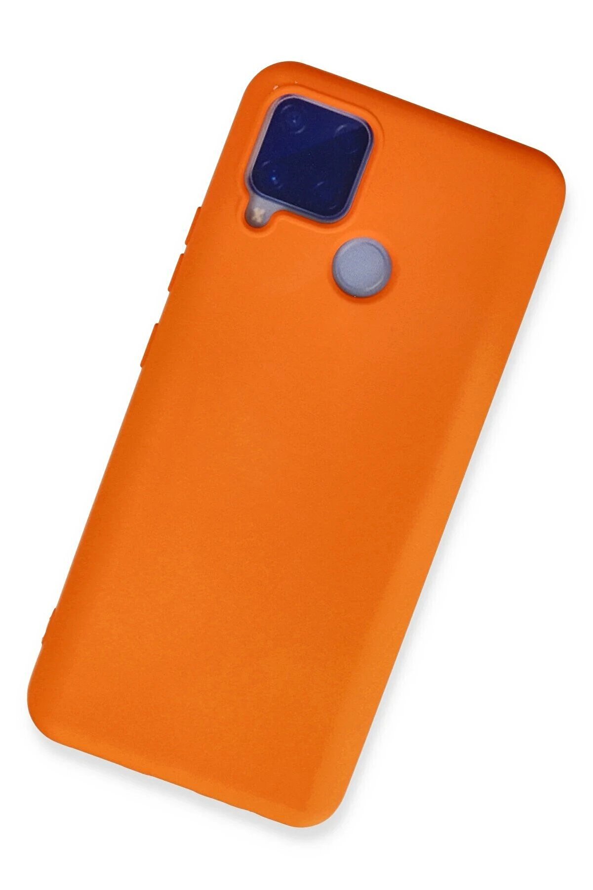 Realme C15 Kılıf Nano İçi̇ Kadi̇fe Si̇li̇kon - Turuncu - Dropx5481-6087