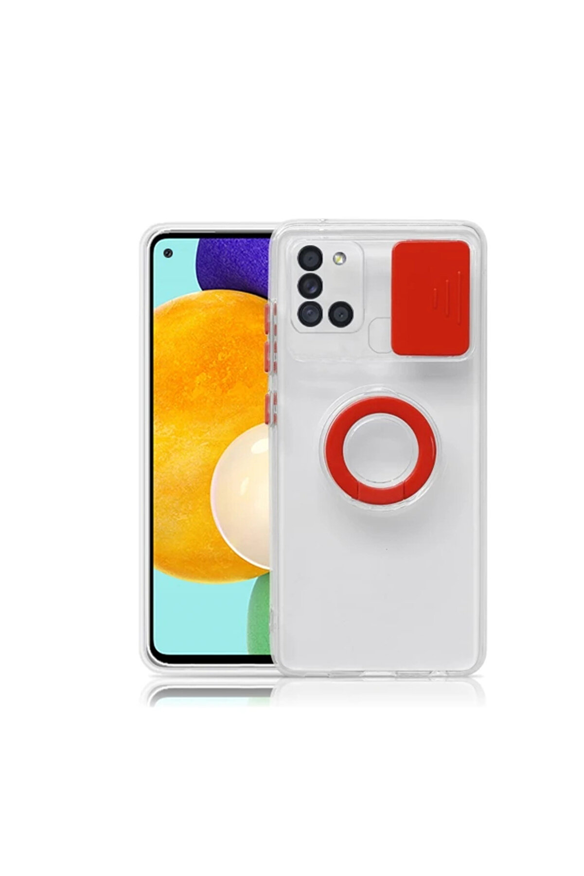 Sm Galaxy A21S (Sm-A217) Kılıf S&uuml;rg&uuml;l&uuml; Kamera Lens Korumalı Y&uuml;z&uuml;k Standl - Dropx8144-4651