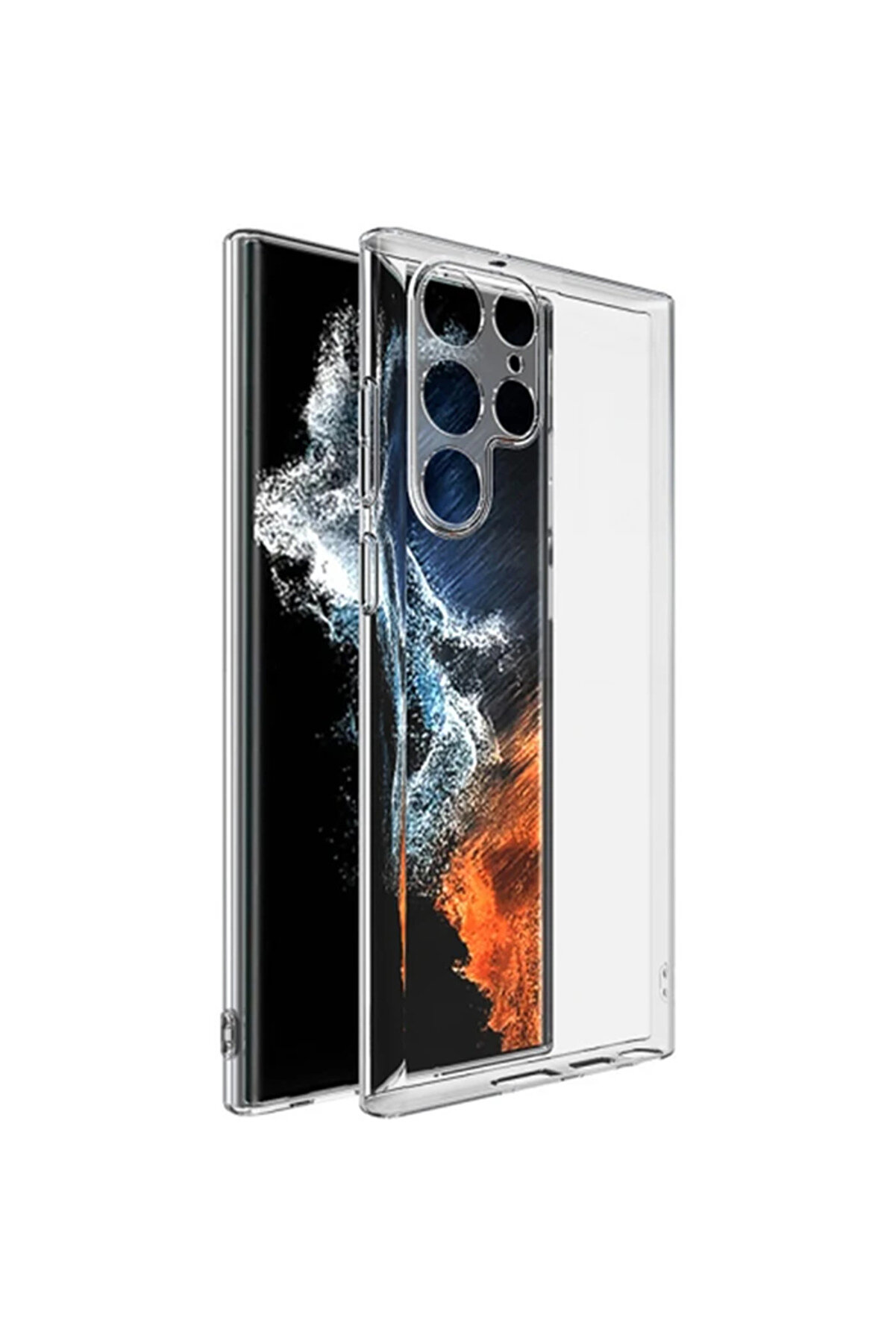 CepteToptan ALLY Samsung Galaxy S22 Ultra Kılıf Kamera Korumalı Ultra İnce Şeffaf Silik - DROPX5171-6247