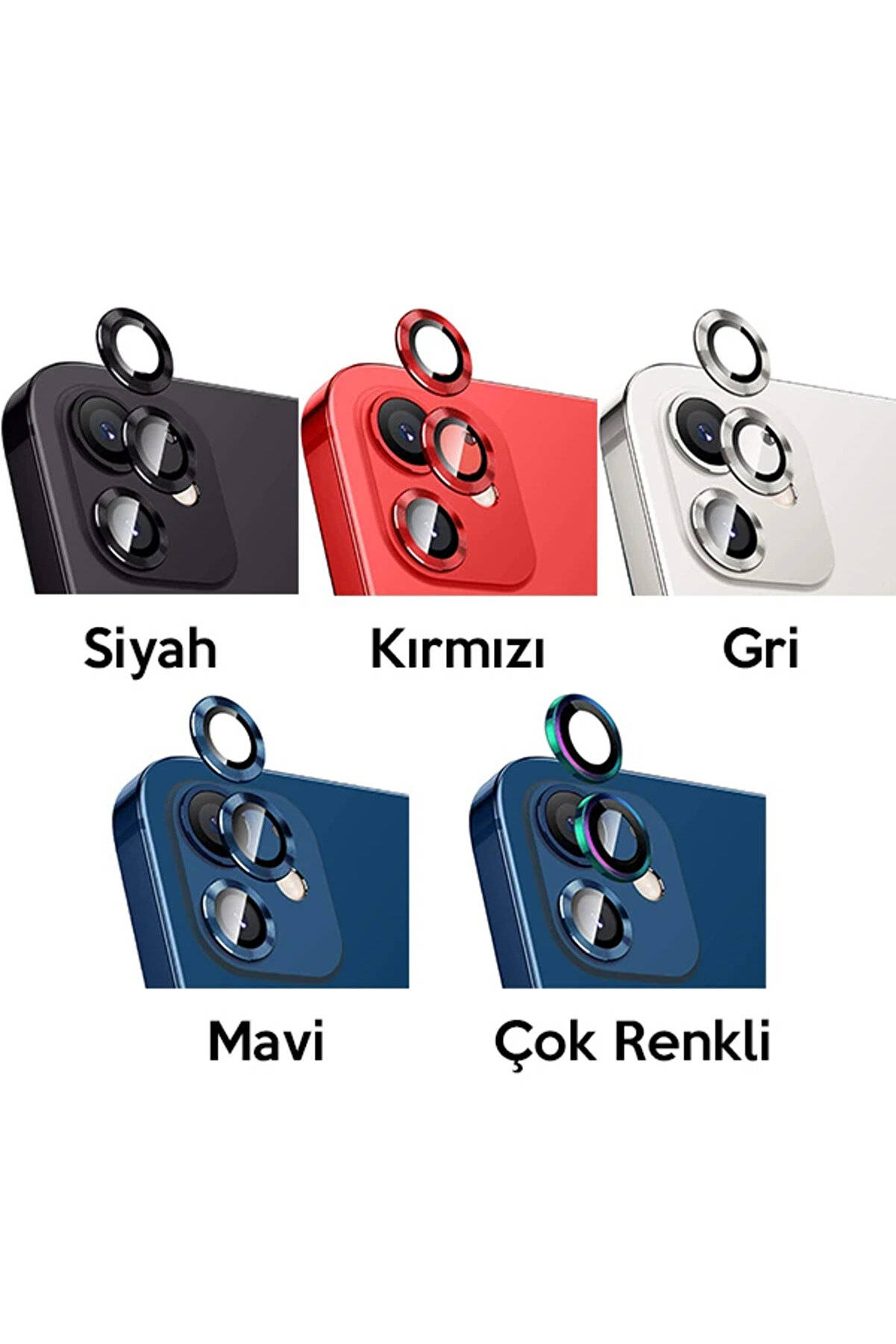 Ally İphone 12 - 12 Mi̇ni̇ 3D Metal Çerçeveli̇ Kamera Lens Koruyucu-(1903) - Dropx6662-9435