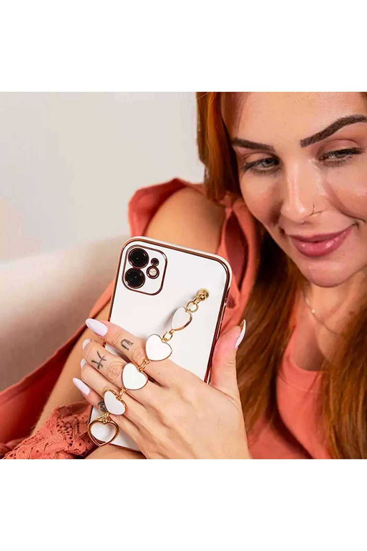 Ally İphone 11 6.1İnç Kılıf Kalp Bi̇lekli̇k Tutuculu Lüx Si̇li̇kon Askılı Kıl - Dropx9691-9969