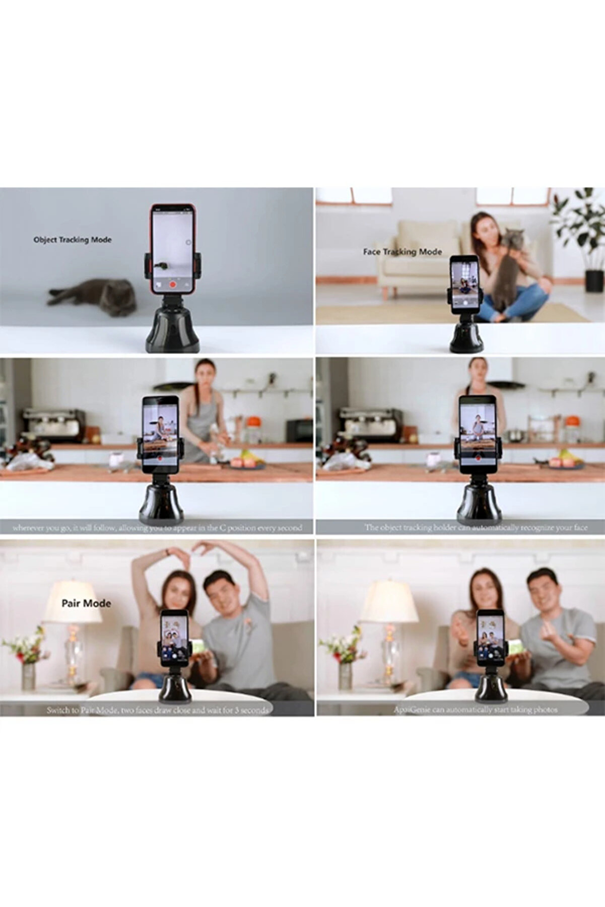 Apai̇ Geni̇e 360° Akıllı Selfi̇e Sosyal Medya Vi̇deo Taki̇p Asi̇stanı Tri̇pod-(1903 - Mki̇4492-1470