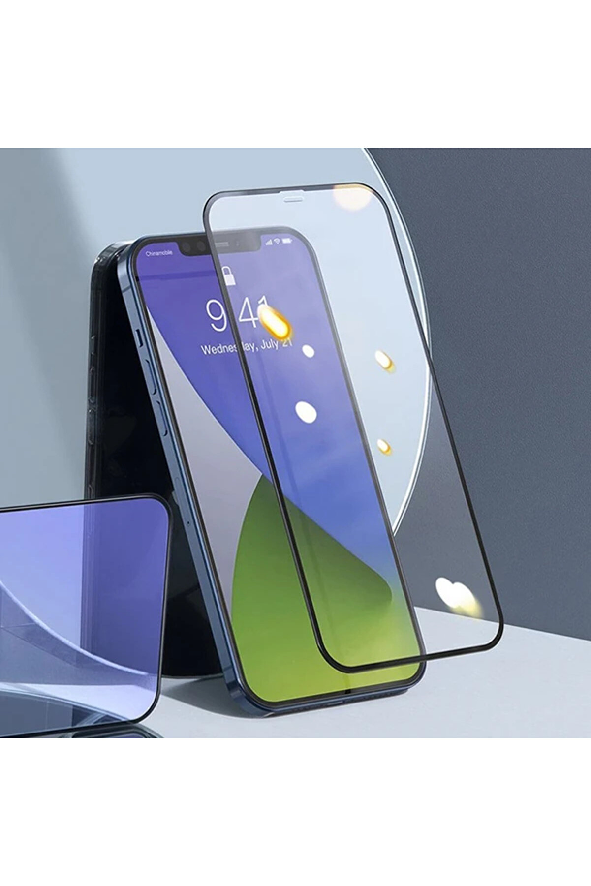 İphone 12-12 Pro 0.3Mm Full Anti̇ Blue Li̇ght Tempered Cam Ekran Koruyucu 2Adet Set-( - Gms9618-1821