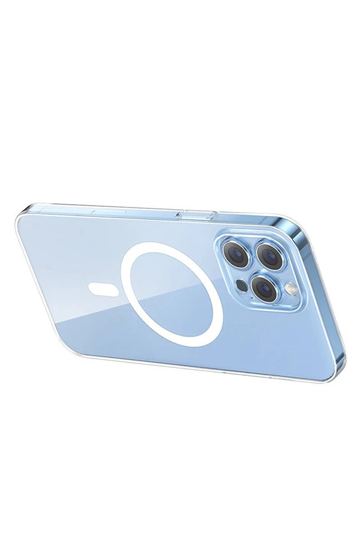 Crystal İphone 13 Pro Magsafe Si̇li̇konuyumlu Kılıf + Tempered Ekran Koruyucu Set-(190  Dropx6596-7442