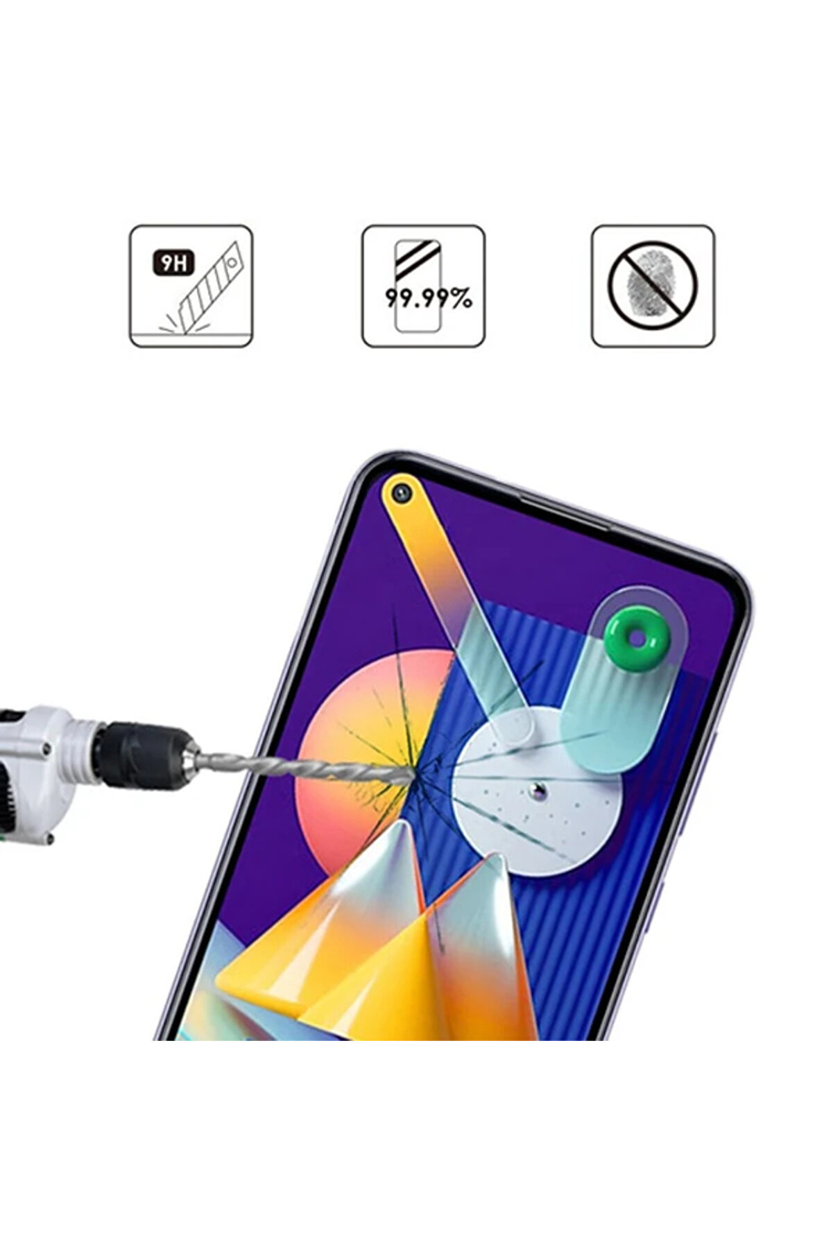 Ally Sm Galaxy M11 Full Glue Tempered Cam Ekran Koruyucu-(1903) - Dropx7501-9434