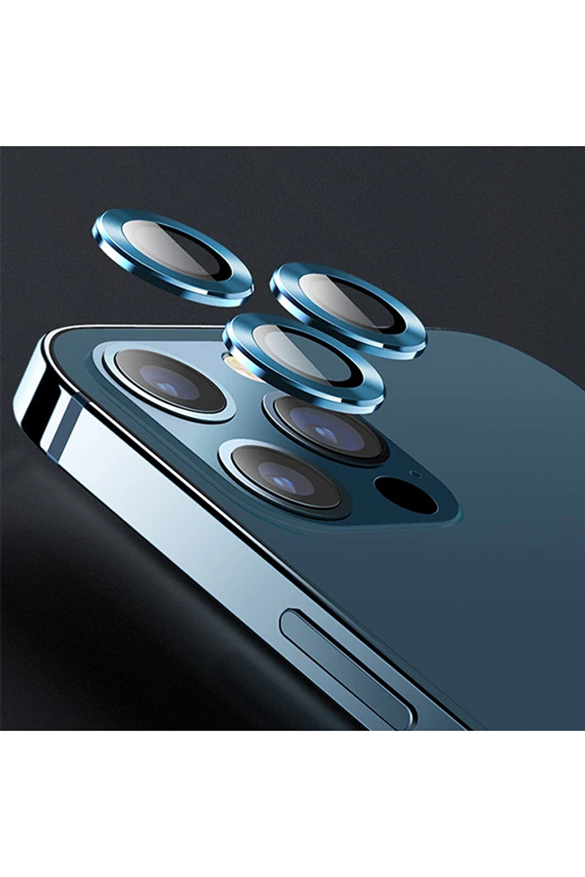 Usams İphone 12 Pro Max 3D Metal Çerçeveli̇ Kamera Lens Koruyucu-(1903) - Dropx5375-4981