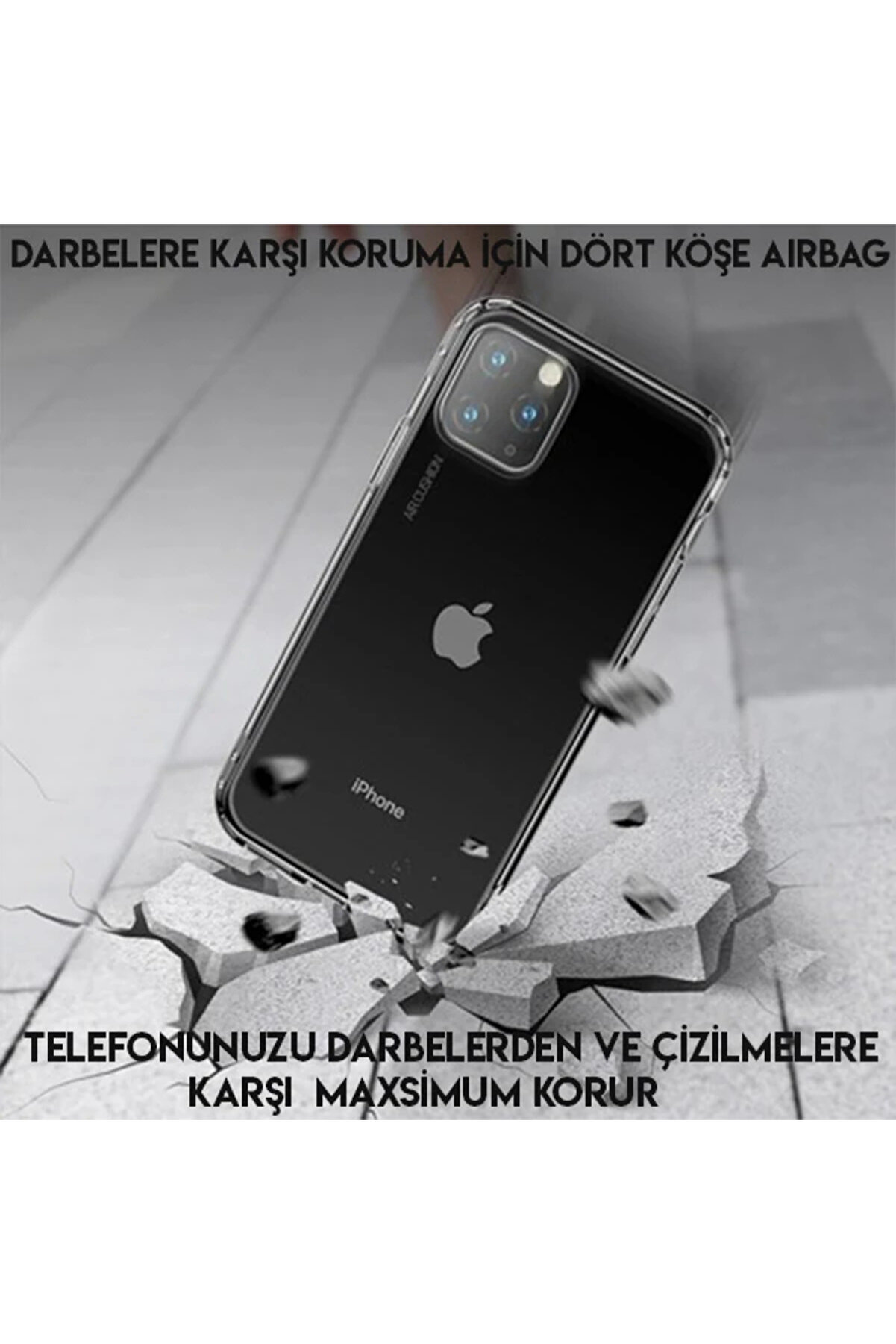 Safety Ai̇rbags İphone 11 Pro Max Şeffaf Darbe Emi̇ci̇ Sli̇kon Kılıf-(5775) - Gms9105-9487