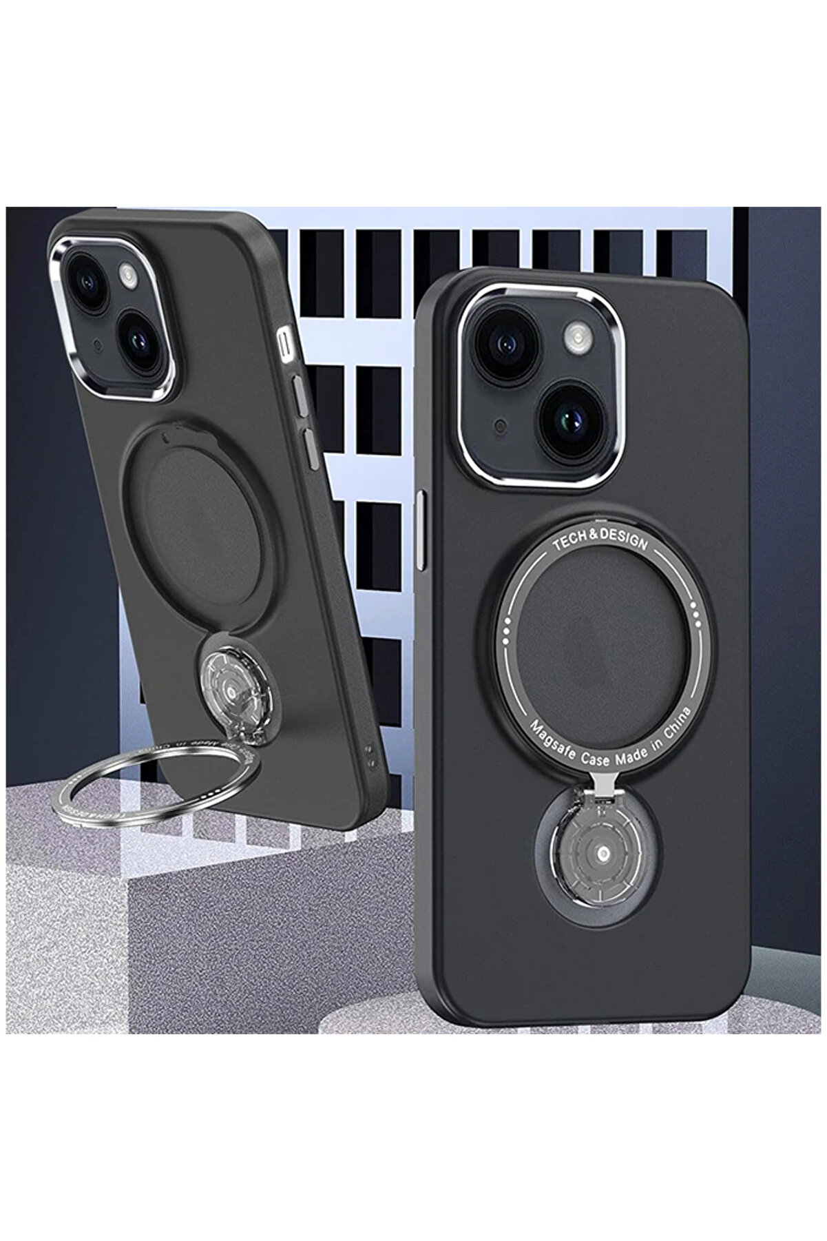 CepteToptan ALLY iPhone 14 İçin Magsafe Uyumlu Standlı Manyetik Silikon Kılıf-(1903) - DROPX7104-1364