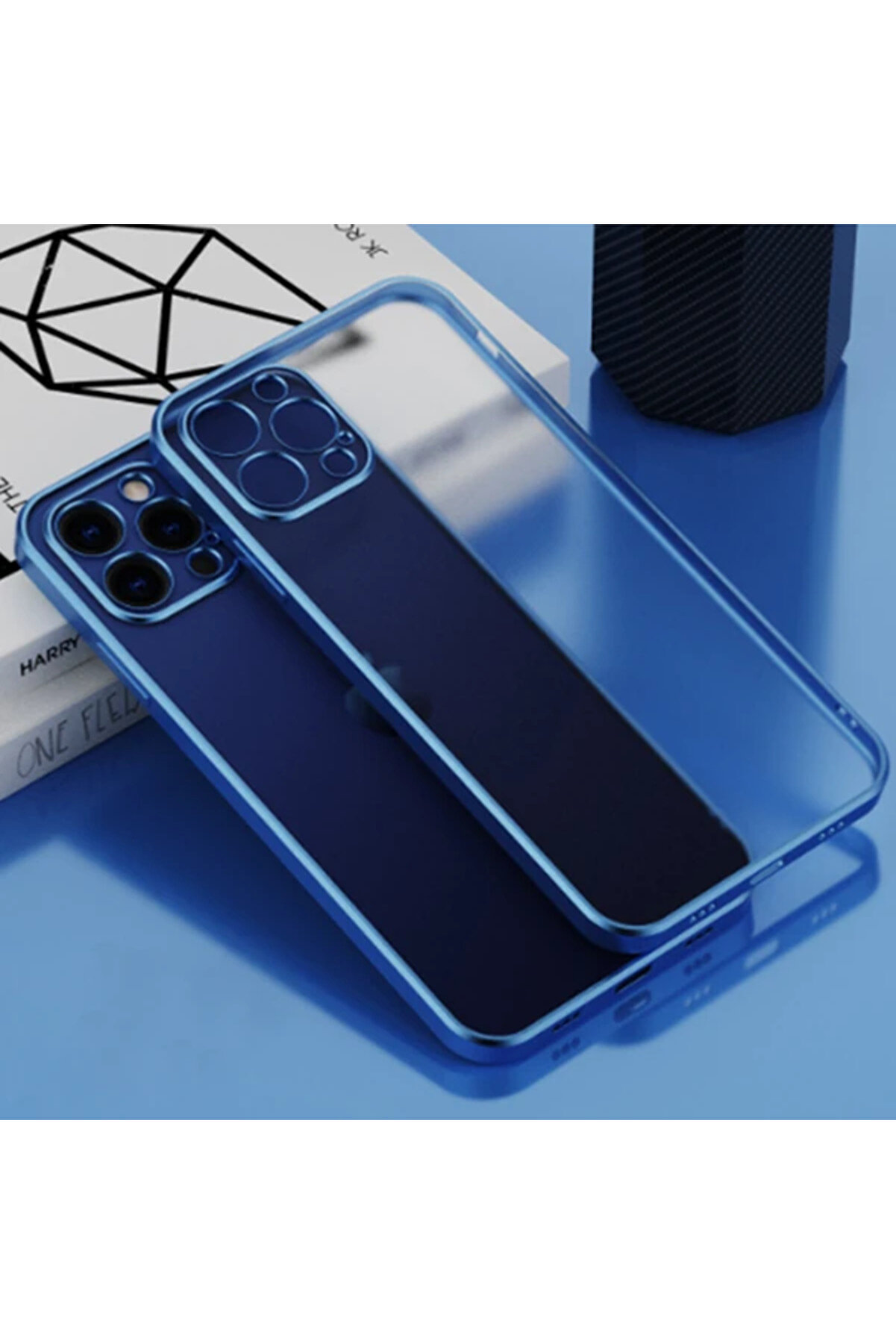 İphone 11 Pro 5.8İnç Renkli̇ Kenar Şeffaf Kılıf Kamera Korumalı Kılıf-(190 - Dropx8085-6164