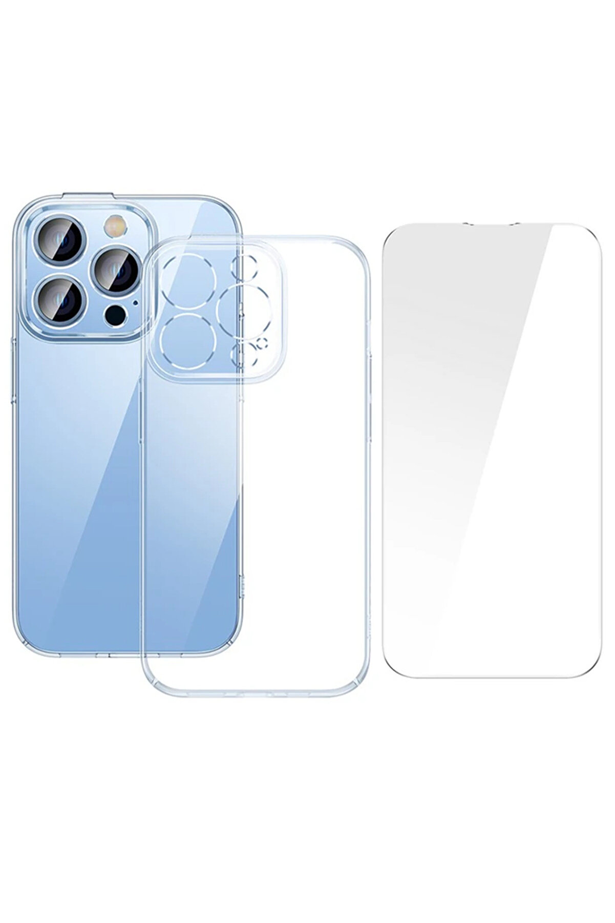 gizmurstore Crystal iPhone 14 Pro Max 6.7 Ultra-Thin Silikon Kılıf + Tempered Ekran Koruyucu S - GMS4911-4291