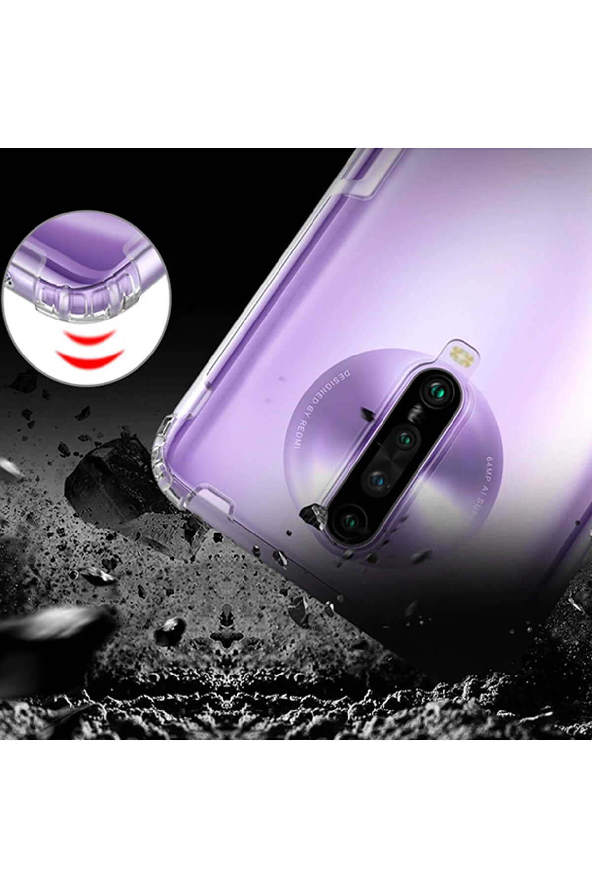 Xi̇aomi̇ Redmi̇ K30 Anti̇-Drop Darbe Emi̇ci̇ Si̇li̇kon Kılıf-(5775) - Gms8433-1367