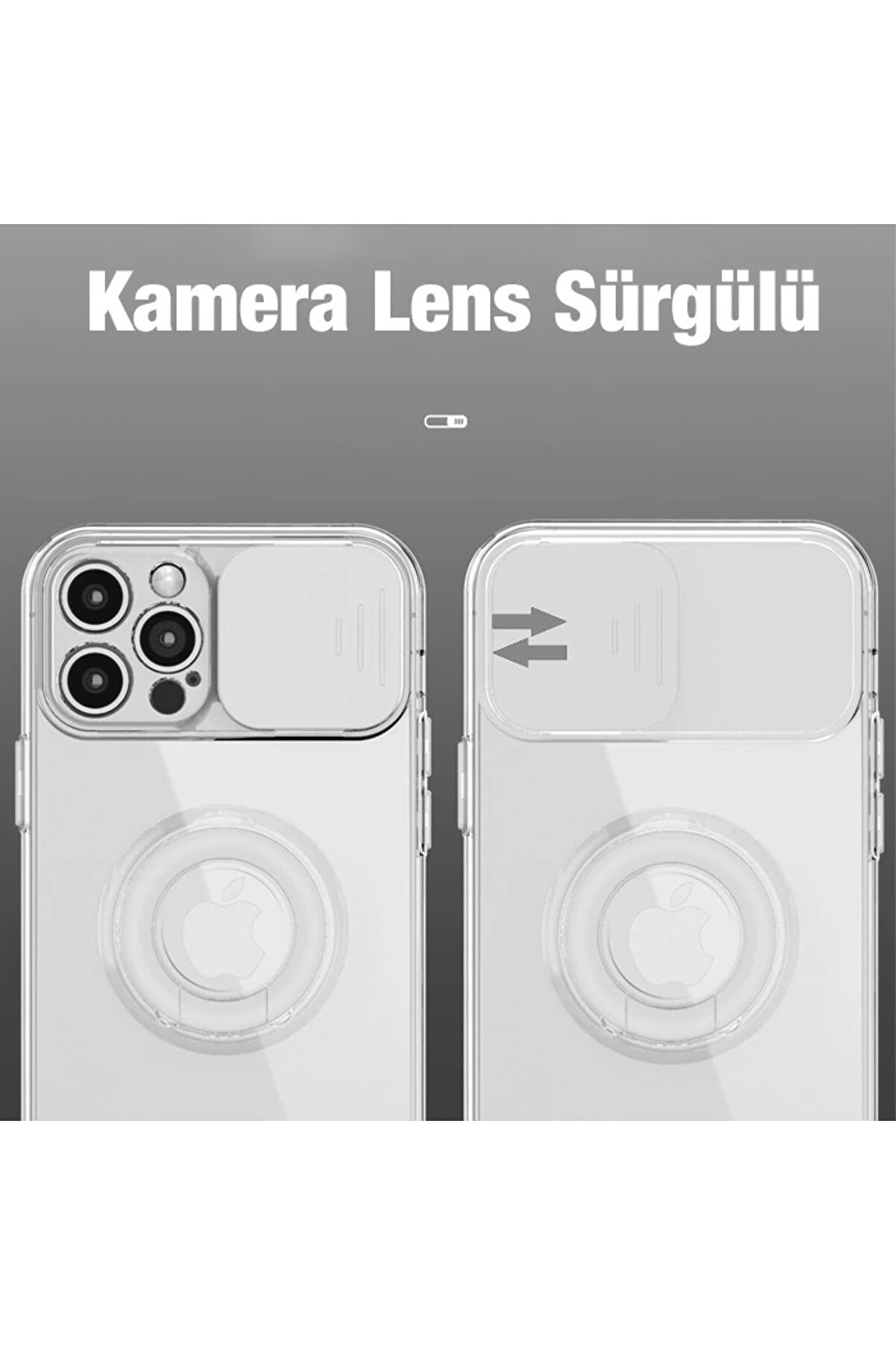 Ally İphone 11 Pro 5.8İnç Kılıf Sürgülü Kamera Lens Korumalı Yüzük Stan - Dropx2444-9360