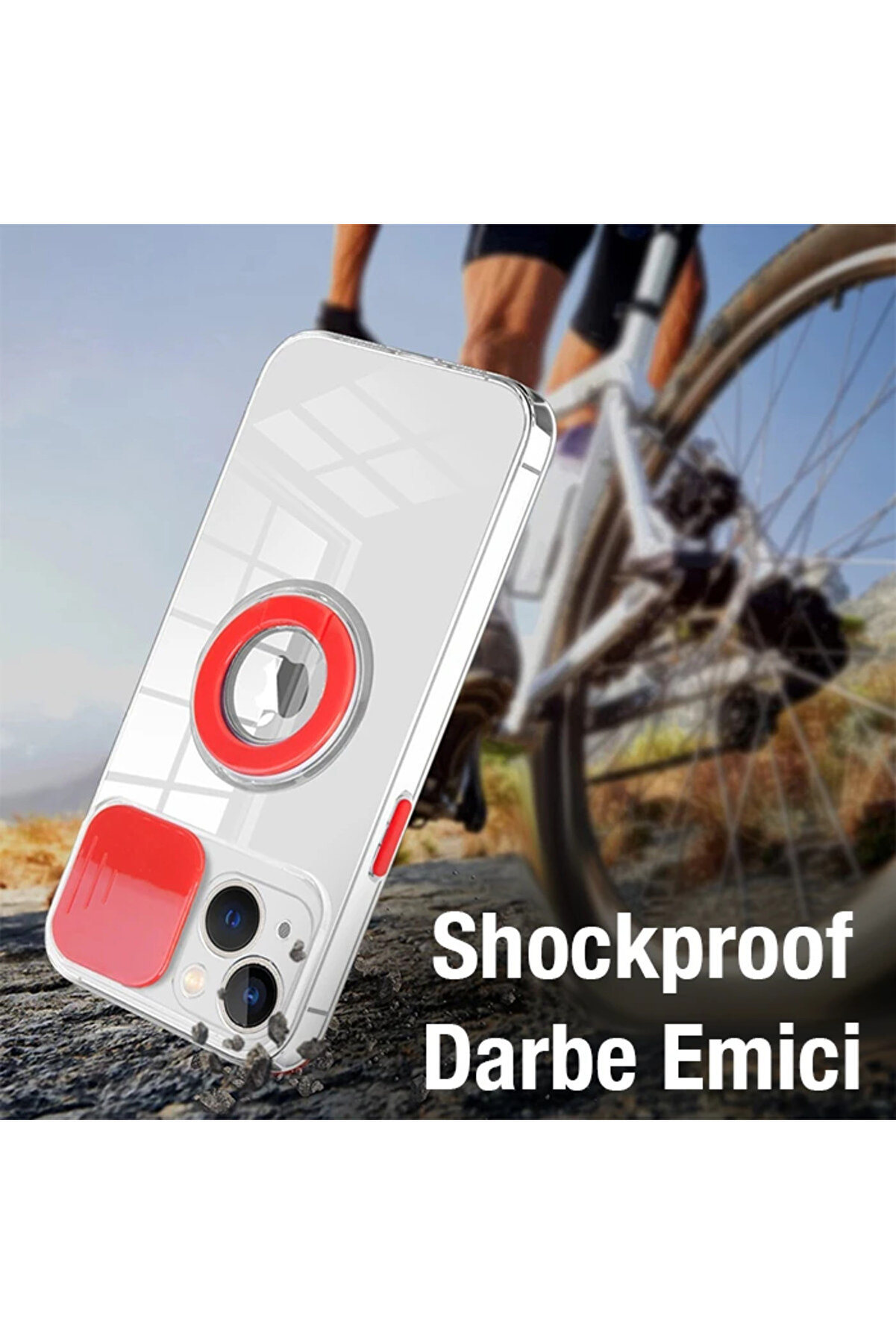 Ally İphone 13 Mi̇ni̇ 5.4İnç Kılıf Sürgülü Kamera Lens Korumalı Yüzük Standl - Gms9090-6966