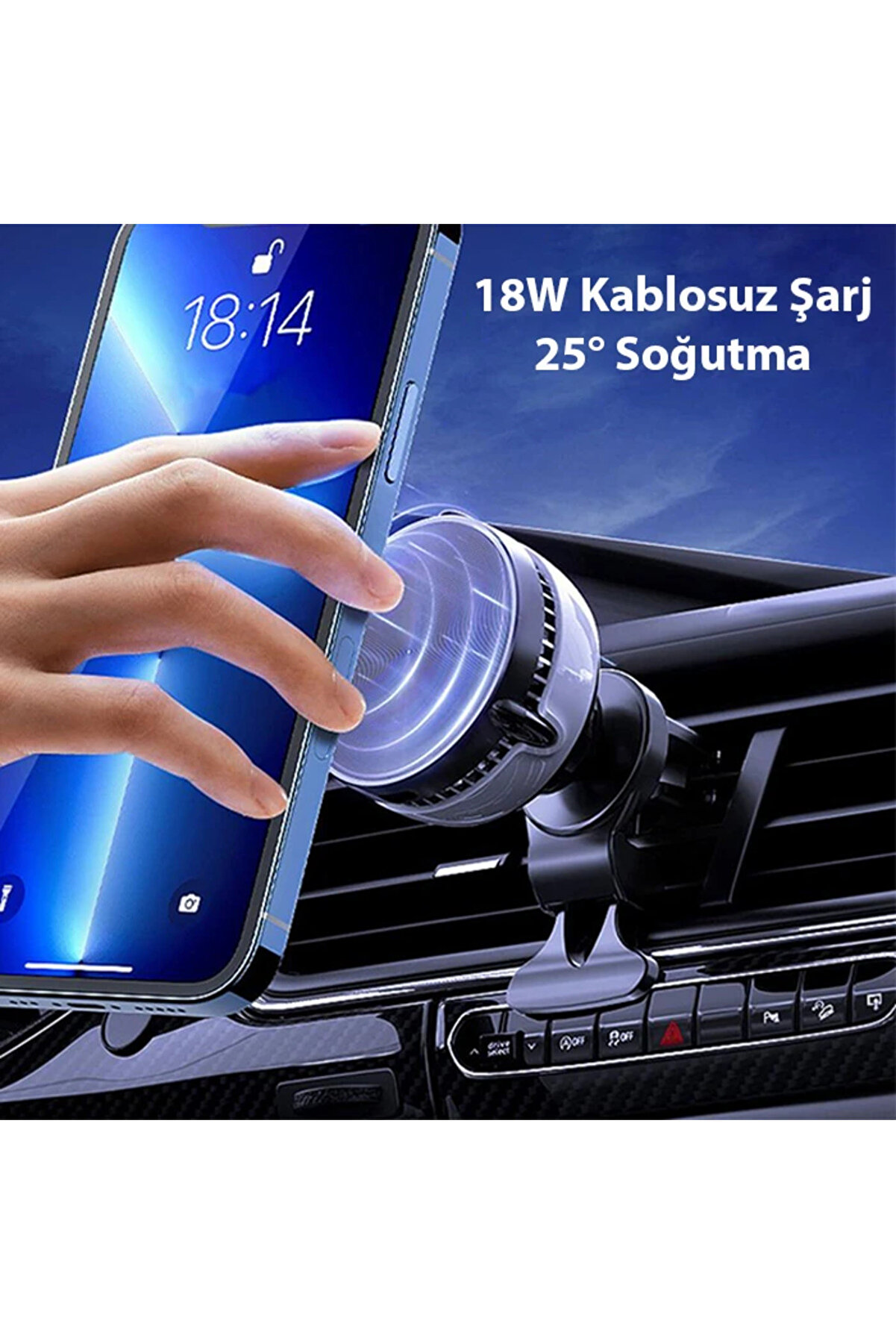 Gw03 Araç İçi̇ Havalandırma Magsafe Şarjlı Telefon Tutucu Ve Soğutucu-(190 - Dropx6807-1863