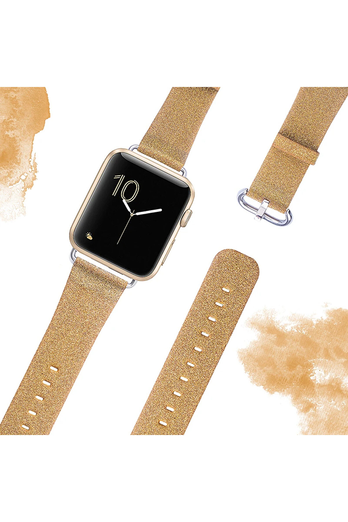 Ally Apple Watch 7-8 45Mm 6-5-4 44Mm Kordon Kayış Deri̇ İnce Si̇m İşlemeli̇ 3- - Dropx7453-3860