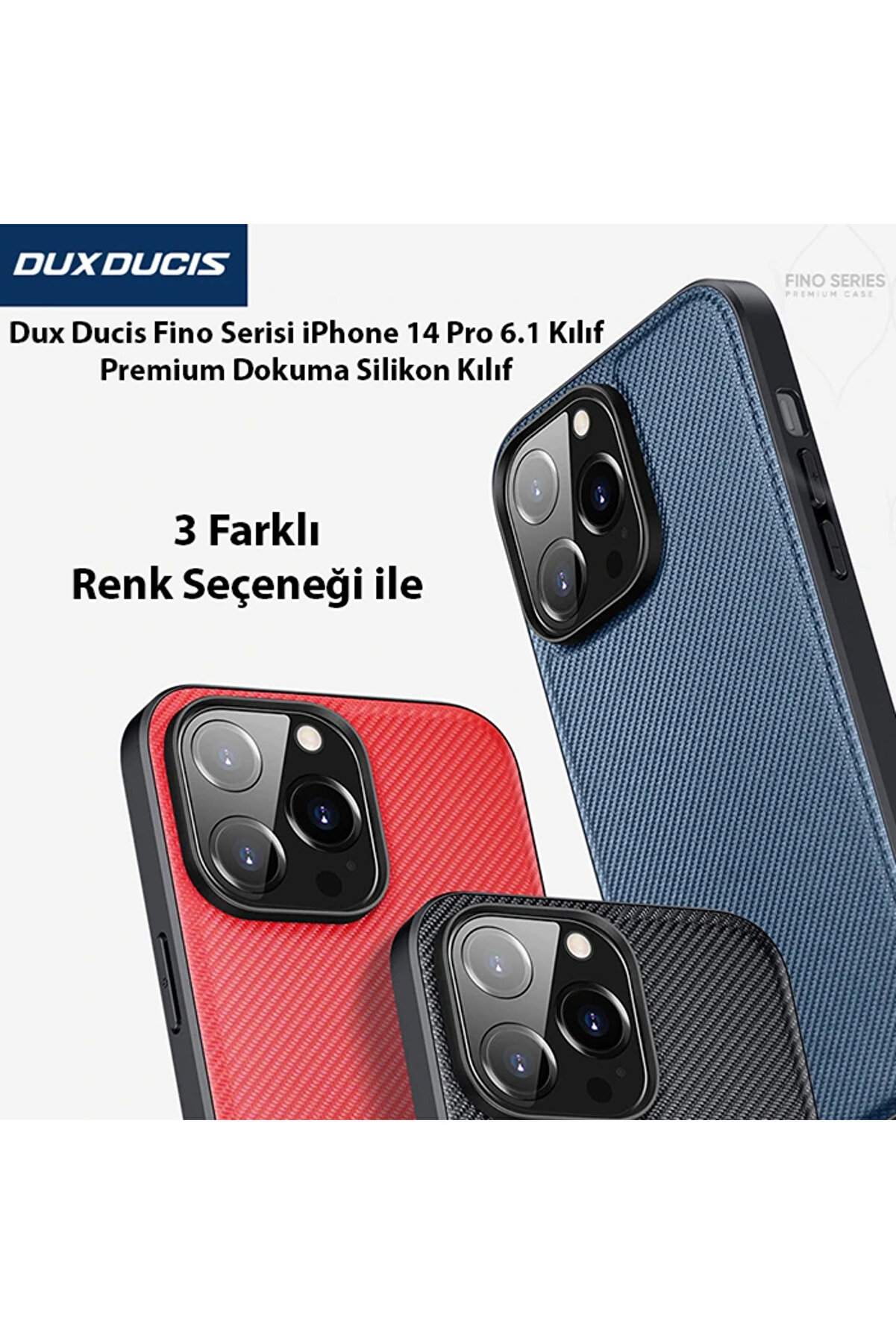 Dux Duci̇s Fi̇no Seri̇si̇ İphone 14 Pro 6.1 İnç Kılıf Premi̇um Dokuma Si̇li̇kon Kıl - Dropx5875-8818