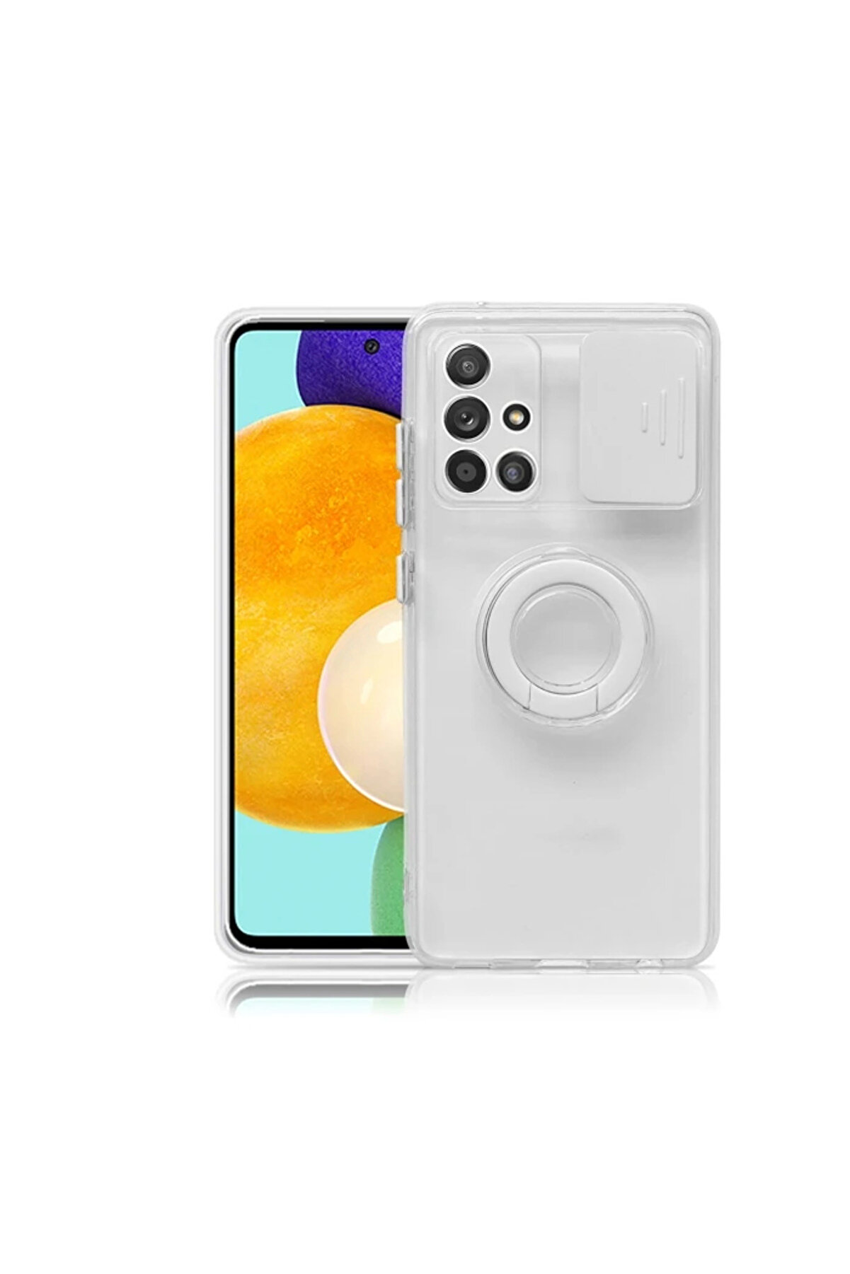 gizmurstore ALLY Samsung Galaxy M51 Kılıf Sürgülü Kamera Lens Korumalı Yüzük Standlı Si - GMS7626-4601