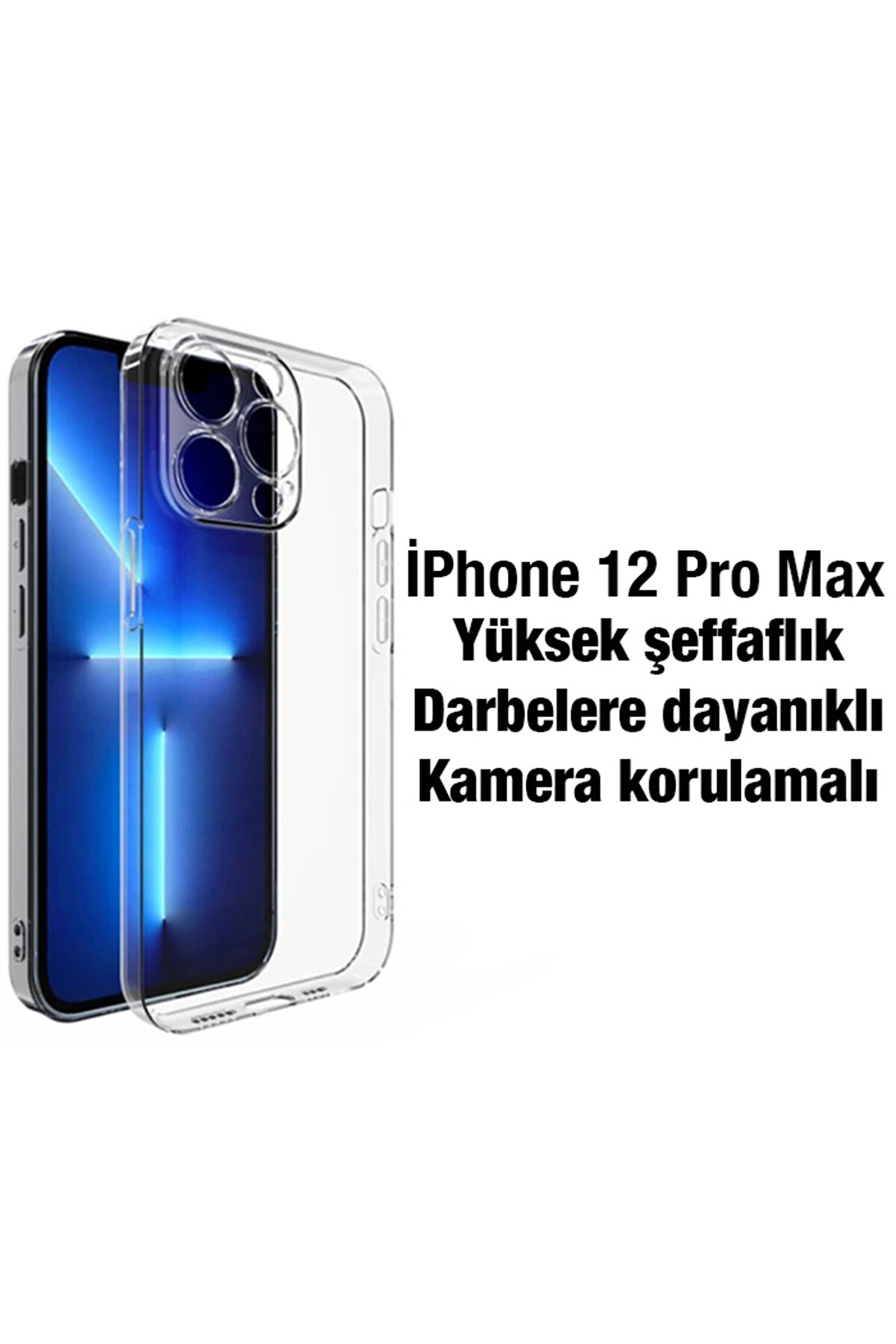 Ally İphone 12 Pro Max 6.7İnç Kılıf Kamera Korumalı Ultra İnce Şeffaf Si̇li̇kon - Gms1300-9966