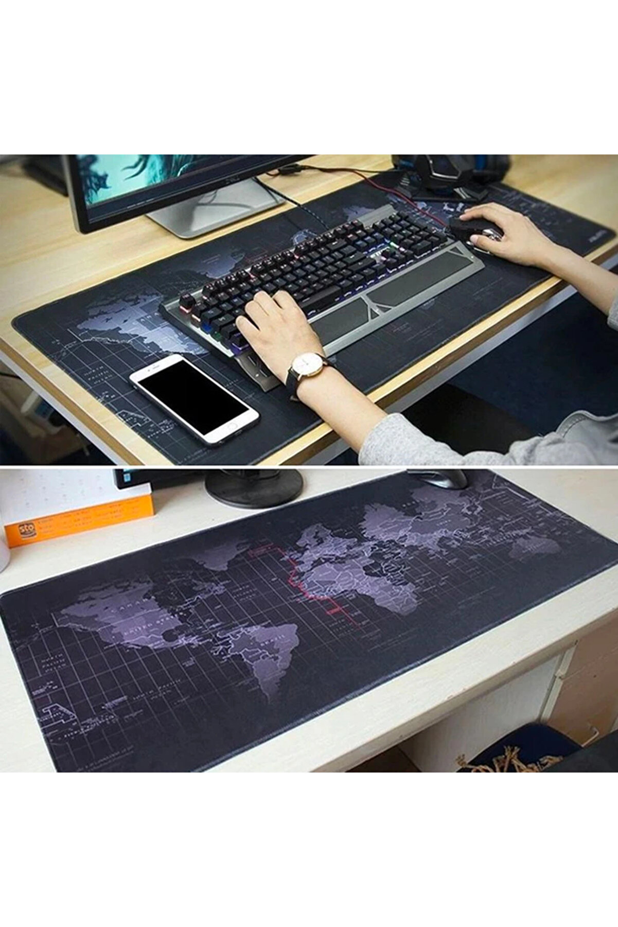 Ally Dünya Desenli̇ Rgb Led Işıklı Oyuncu Mouse Pad 300*800*4Mm-(5775) - Ht2655-3986