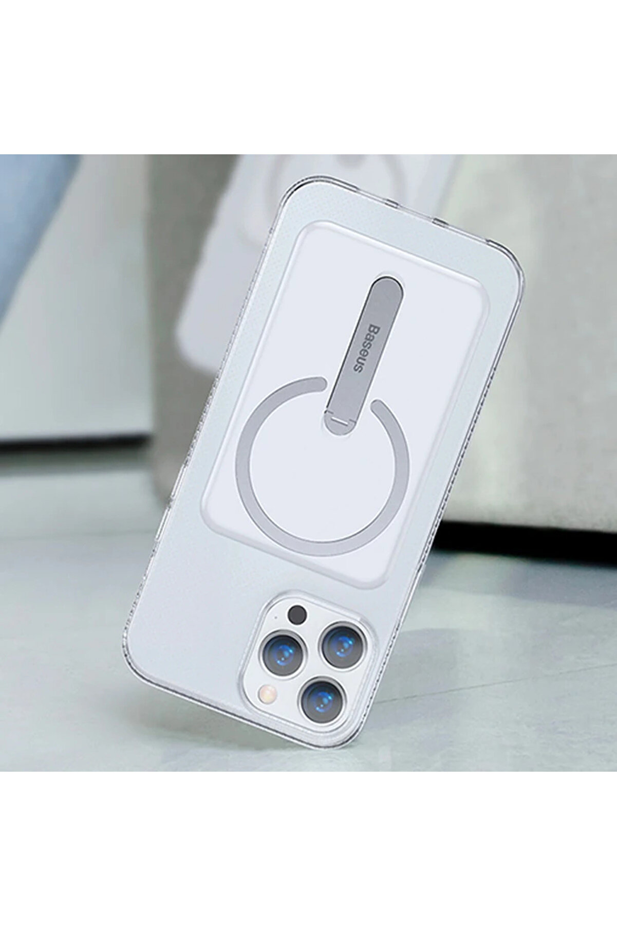 İphone 13 Pro Max 6.7 Manyeti̇k Magsafe Standlı Si̇li̇kon Kılıf-(1903) - Dropx6000-7522