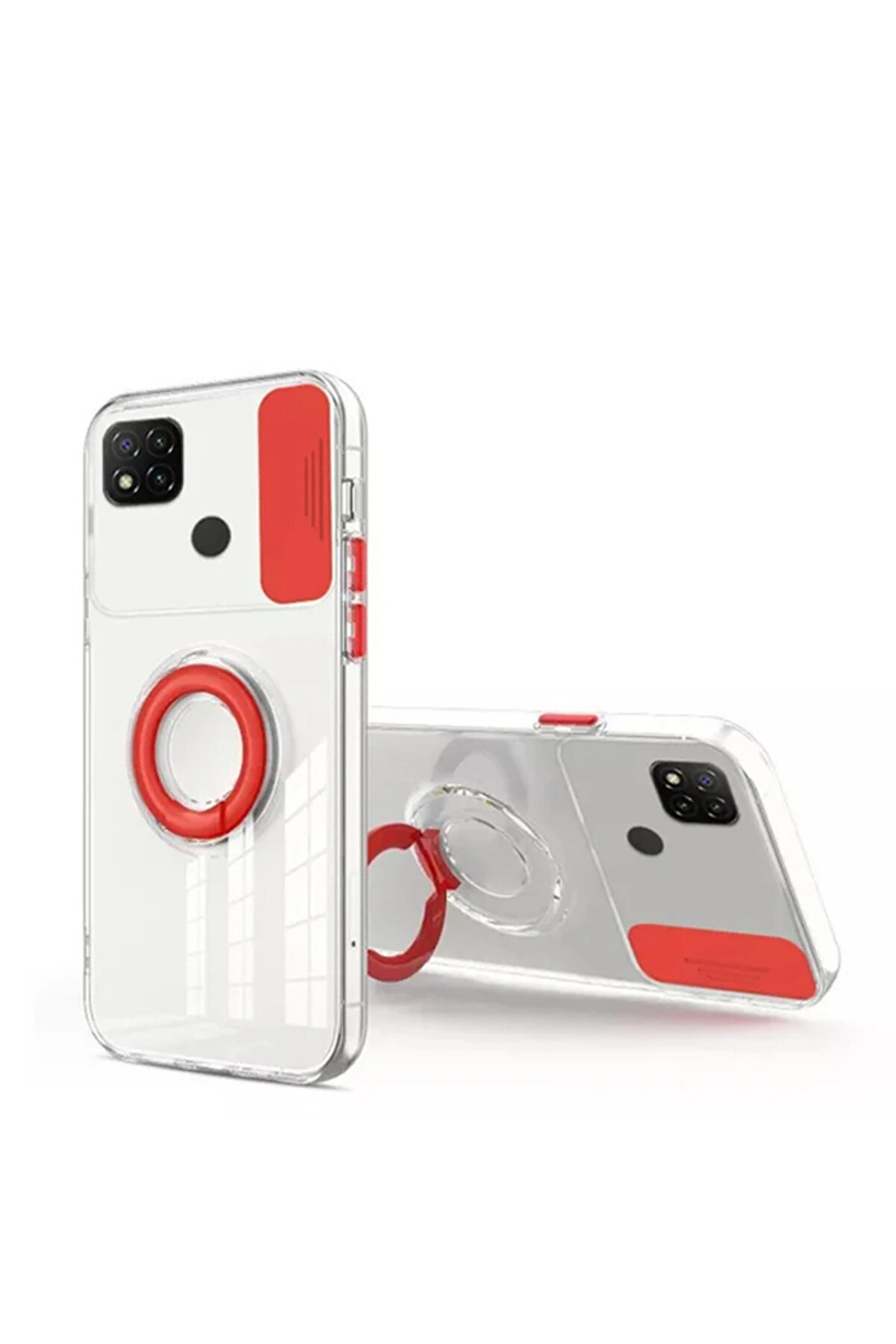Ally Xi̇aomi̇ Redmi̇ 9C Kılıf Sürgülü Kamera Lens Korumalı Yüzük Standlı Si̇li̇k - Gms8157-3492
