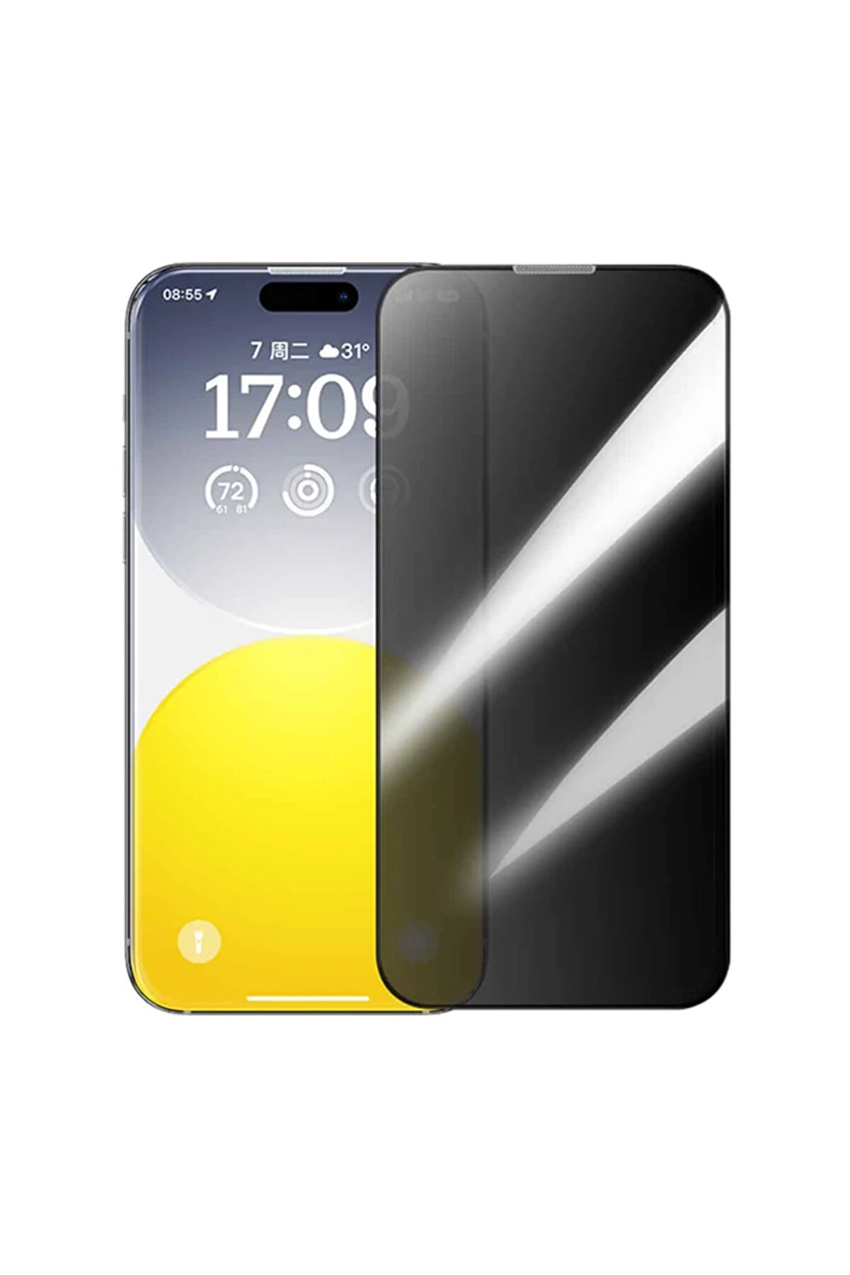 CepteToptan Crystal iPhone 15 Pro Privacy Full Koruma Tempered Cam Ekran Koruyucu 2 Adet Set - DROPX8403-7900
