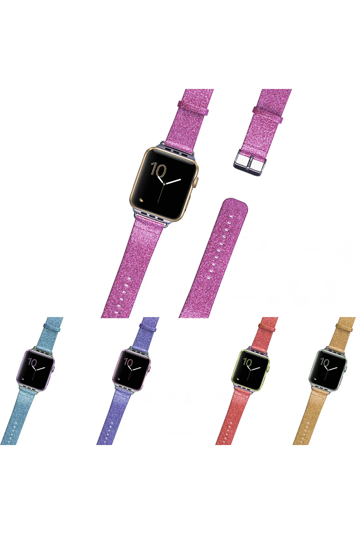 Ally Apple Watch 7-8 45Mm 6-5-4 44Mm Kordon Kayış Deri̇ Parlak 3-2-1 42Mm-(1903 - Dropx9638-7944