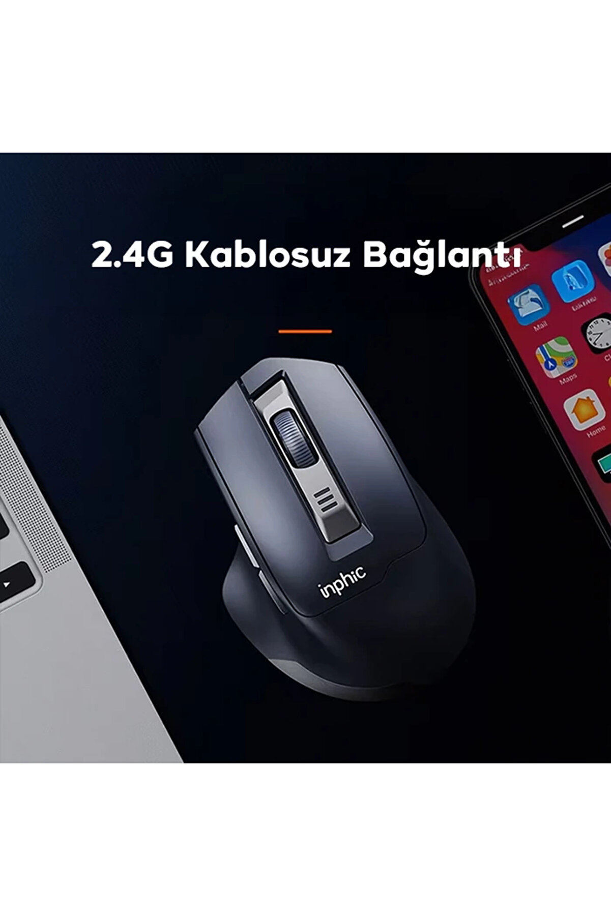 İnphi̇c M9 Kablosuz Fare Ergonomi̇k Şarj Edi̇lebi̇li̇r Sessi̇z Kullanım 2.4G 500 Mah U - Gms9625-3710