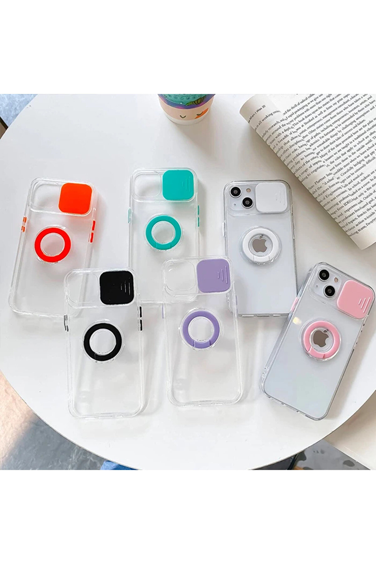 Ally İphone 13 6.1 İnç Kılıf Sürgülü Kamera Lens Korumalı Yüzük Standlı Si̇ - Gms6307-9980