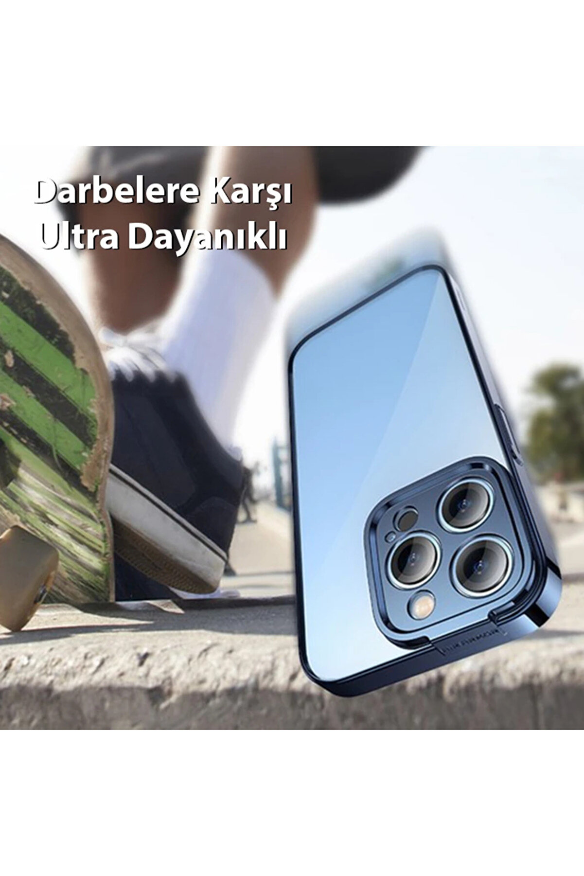 Gli̇tter İphone 14 Pro Max 6.7 Renkli̇ Kenar Si̇li̇kon Kılıf + Tempered Ekran Koruyucu - Gms7421-7312